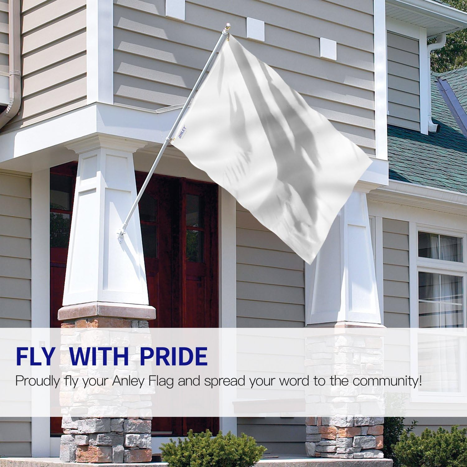 ANLEY Pack of 2 Fly Breeze 3X5 Foot Solid White Flag - Vivid Color and UV Fade Resistant - Canvas Header and Double Stitched - Plain White Flags Polyester with Brass Grommets 3 X 5 Ft