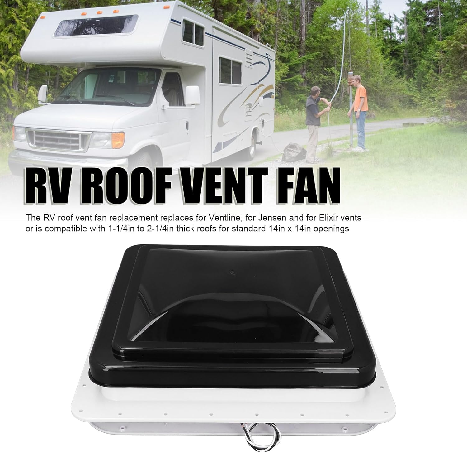 14 Inch RV Roof Vent with Fan Reversible, 12V RV Roof Vent Fan with Remote Control & 6 Inch Blades for Trailers, Campers, Compatible with Ventline, Jensen and Elixir image number 4