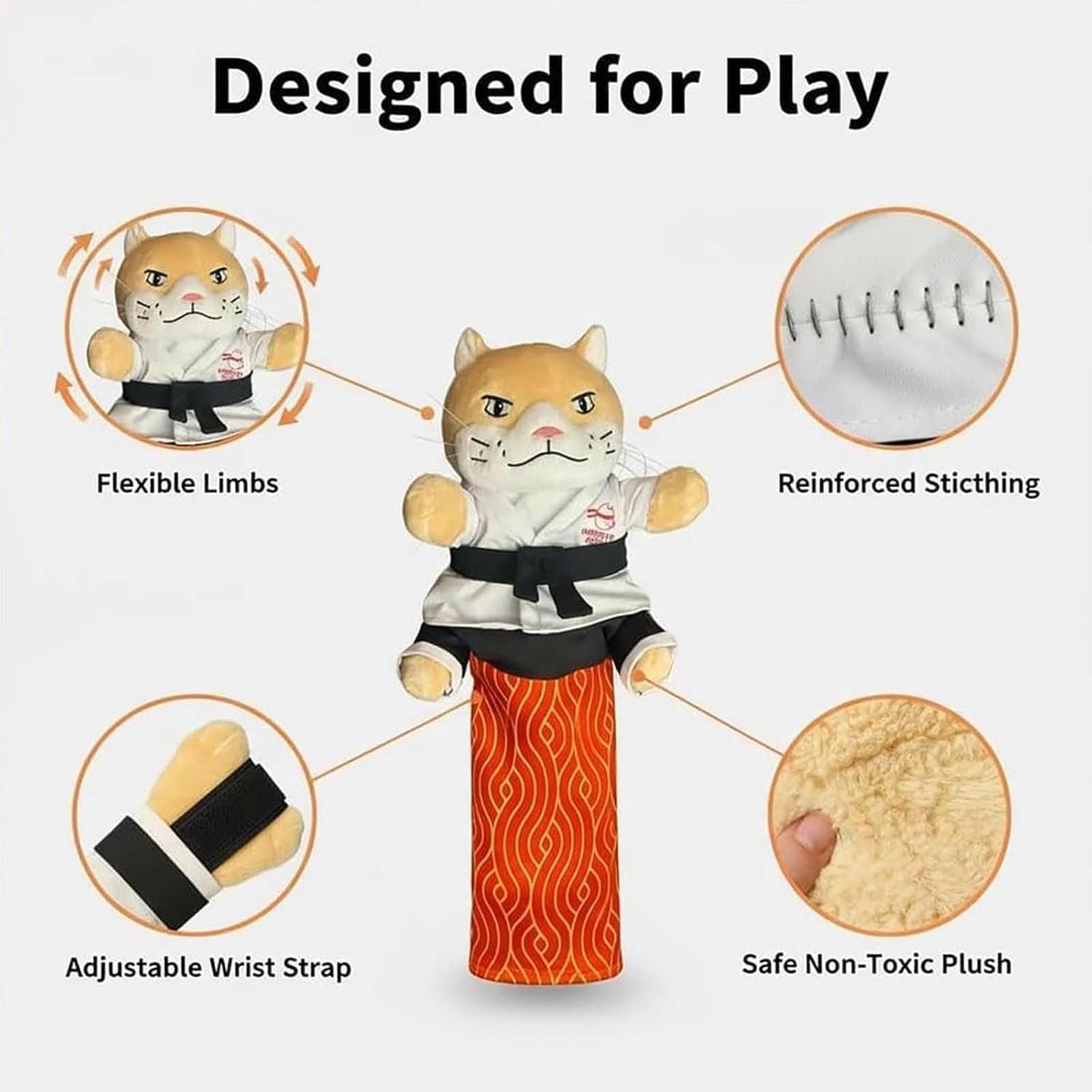 Karate Kitty Cat Wrestling Puppet, Cat Karate Kitty Puppet with Protective Forearm Sleeve, Cats Wrestling Glove Interactive Toy for Kittens and Adult Cats, Engage Natural Hunting Instincts (1Pc) - 2Pc image number 6