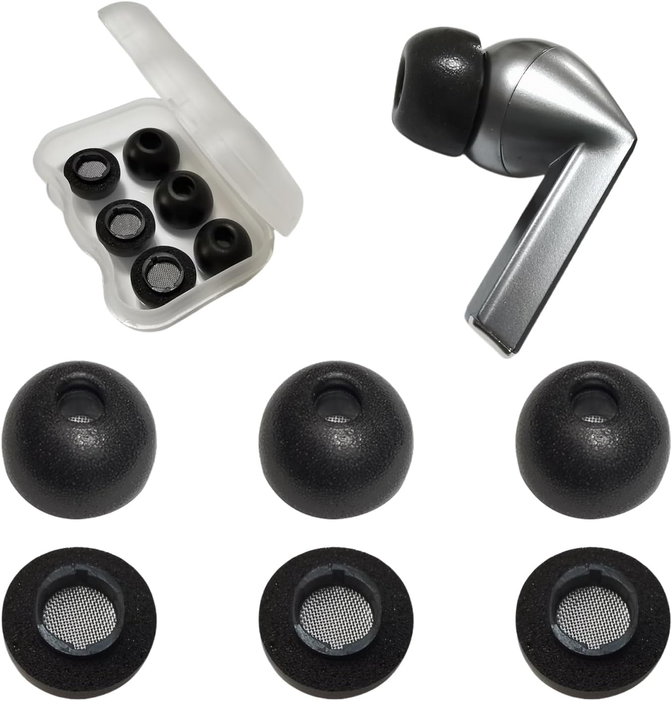 4 Pairs L/M/S/XS Memory Foam Tips for Samsung Galaxy Buds3 Pro Ear Tips Replacement Earbuds Tips for Galaxy Buds 3 Pro Earbud Fit in Case Black