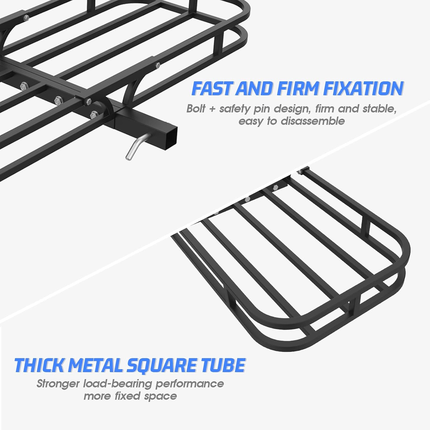 Hitch Cargo Carrier, 135 X 65 X 10.5 Cm, 200Kg Capacity, 2 Inch （5Cm） Shank，Black Steels