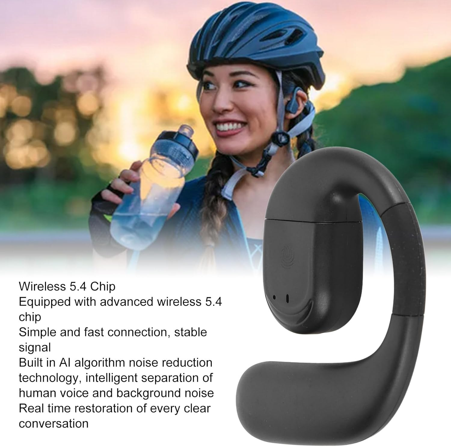 Elprico Open Ear Headphones, Wireless Bluetooth 5.4 Earbuds, 10 Hours Playtime, Waterproof Sports Headphones with Type-C Charging Port, Noise Reducing Headphones for Driving image number 1