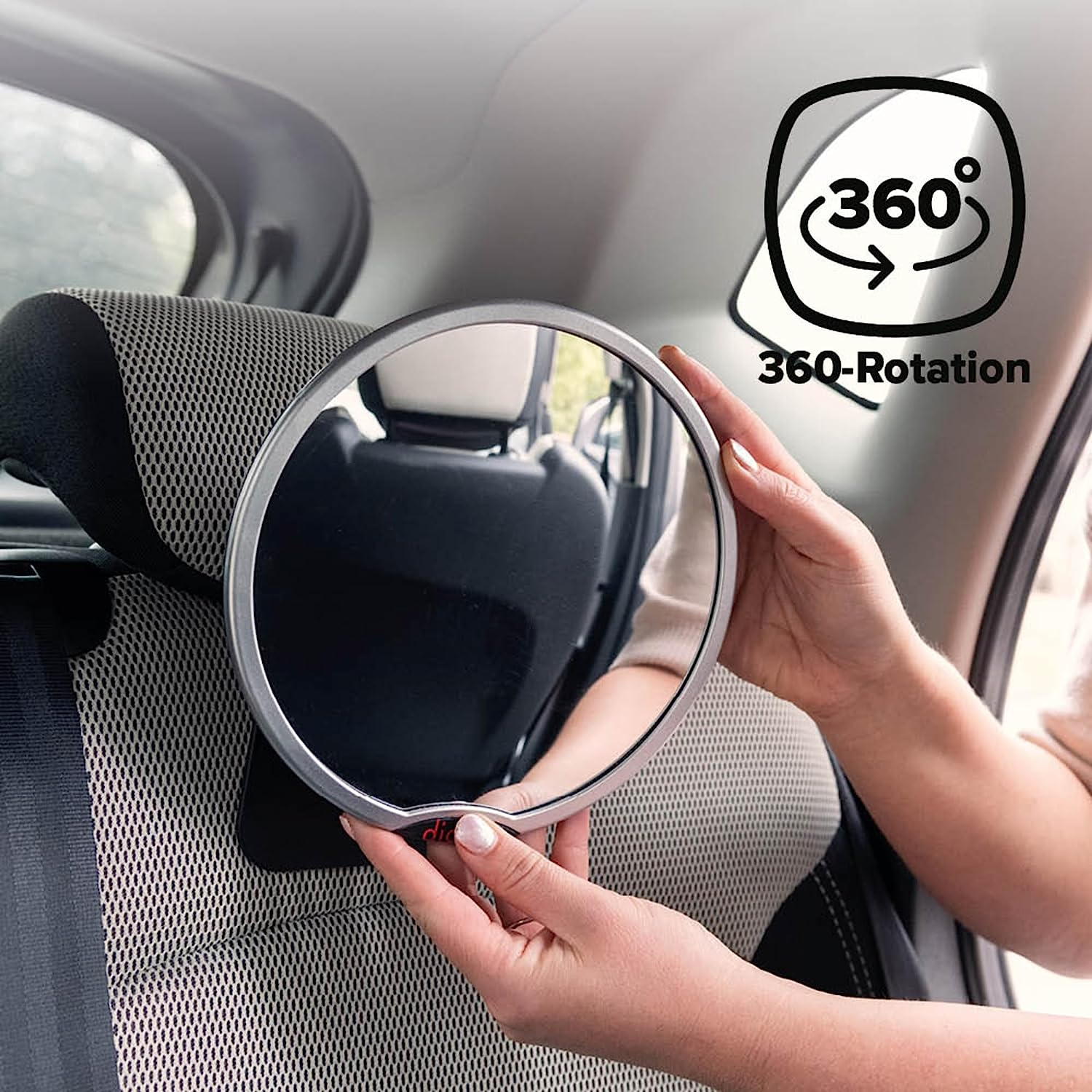 Diono Easy View Pack of 2 Baby Car Mirrors, Safety Car Seat Mirror for Rear Facing Infant, Fully Adjustable with 360 Rotation, Wide Crystal Clear View, Shatterproof, Crash Tested image number 6