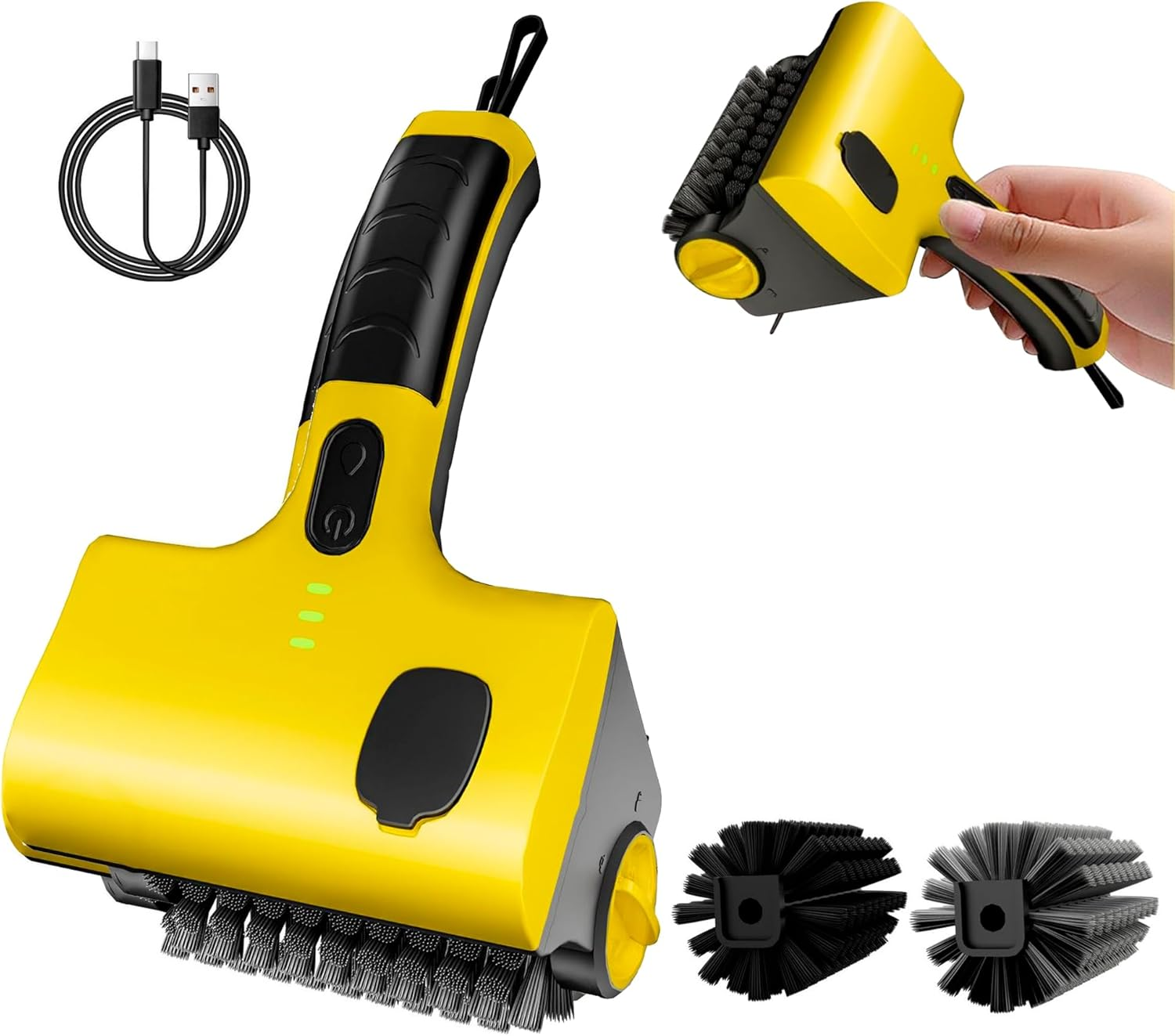 Electric Grill Clean Brush with Liquid Box, Cordless Rechargeable Barbecue Grill Cleaner, Automatic Grill Cleaner, 2-Speed, 360&deg; Rotating Cleaning Brush with Replacement Bristles image number 1