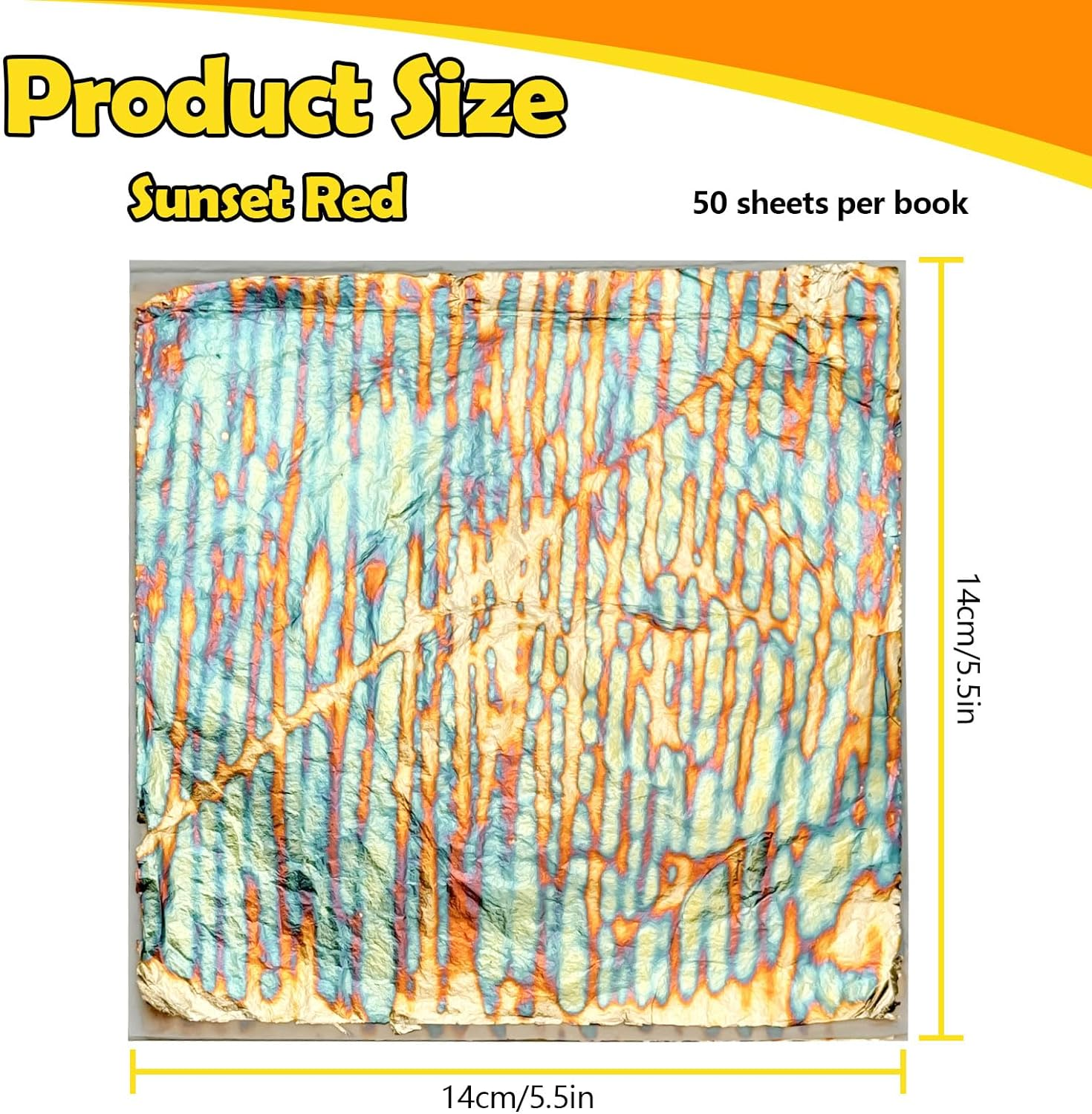 Sekonow Variegated Gold Leaf Sheets 50Pcs, Colorful Imitation Gold Foil Sheets Paper Booklet for Art Craft Painting Gilding Decoration, 5.5" X 5.5", Stripe image number 6