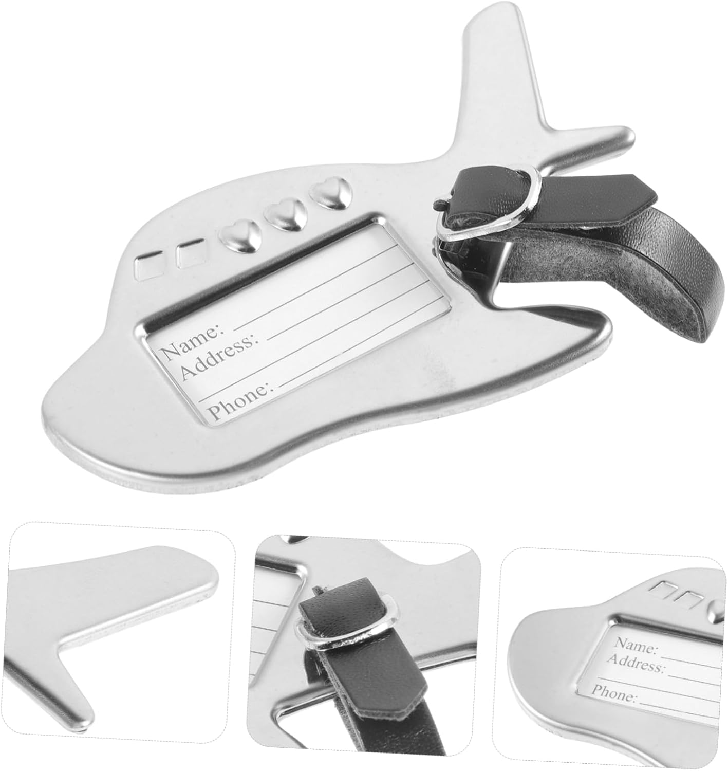 JEWEDECO Travel Suitcase Tags Airplane Shape Metal Luggage Name Tag for Safe Luggage Identification image number 6
