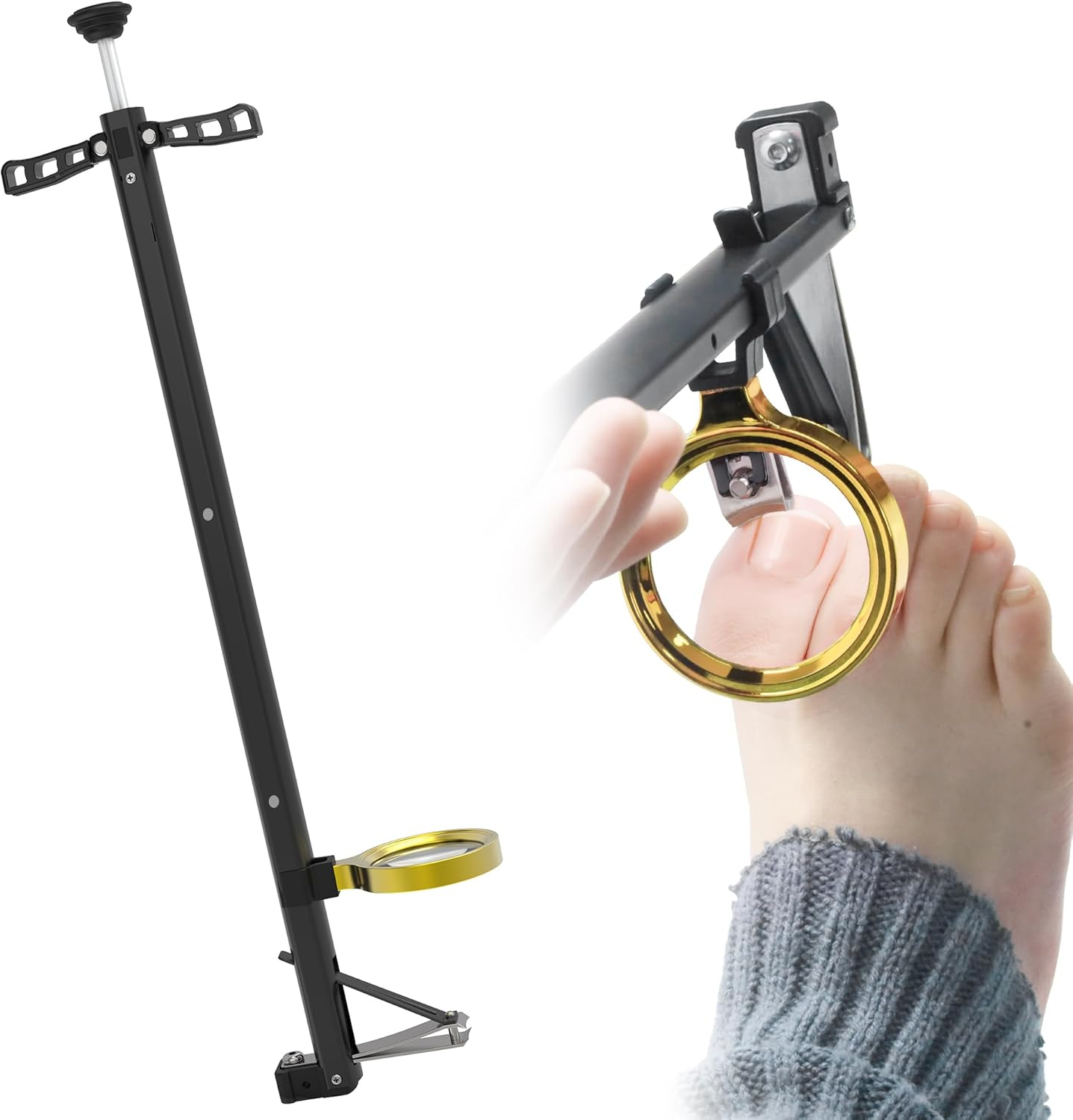 DEPSUNNY Long Handle Toenail Clippers with Magnifier -Wide Jaw & Ergonomic Design for Seniors, Arthritis & Limited Mobility | Heavy-Duty, No-Bend Trimming(40Cm, Black)