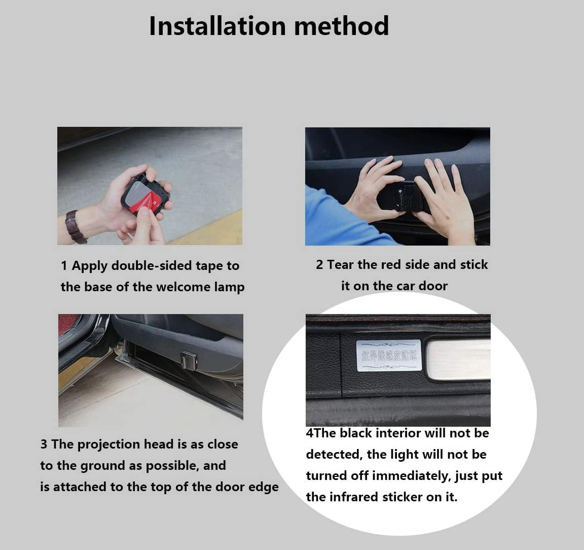 LZLRUN 6Pcs Infrared Sensing Silver Stickers for LED Projector Car Door Step Courtesy Welcome Led Lights (Silver Infrade Sensor Stickers) image number 1