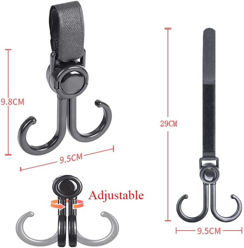 Stroller Hooks for Hanging, 2 PCS Stroller Carabiner Clip, Universal Stroller Clips for Diaper Bag image number 2