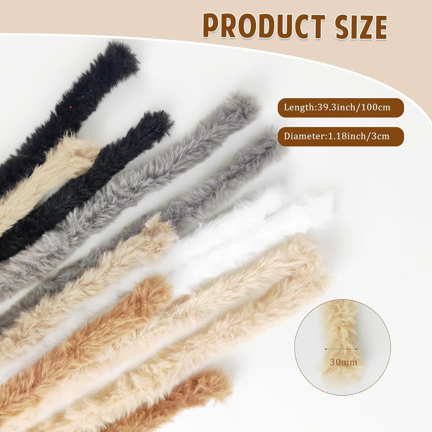 Liplopbest 12 Pieces Thick Jumbo Fur Pipe Cleaner 39 Inches Fluffy Pipe Cleaners Craft Kit Chunky Chenille Stems for Beginners DIY Craft Supplies Decorations image number 3