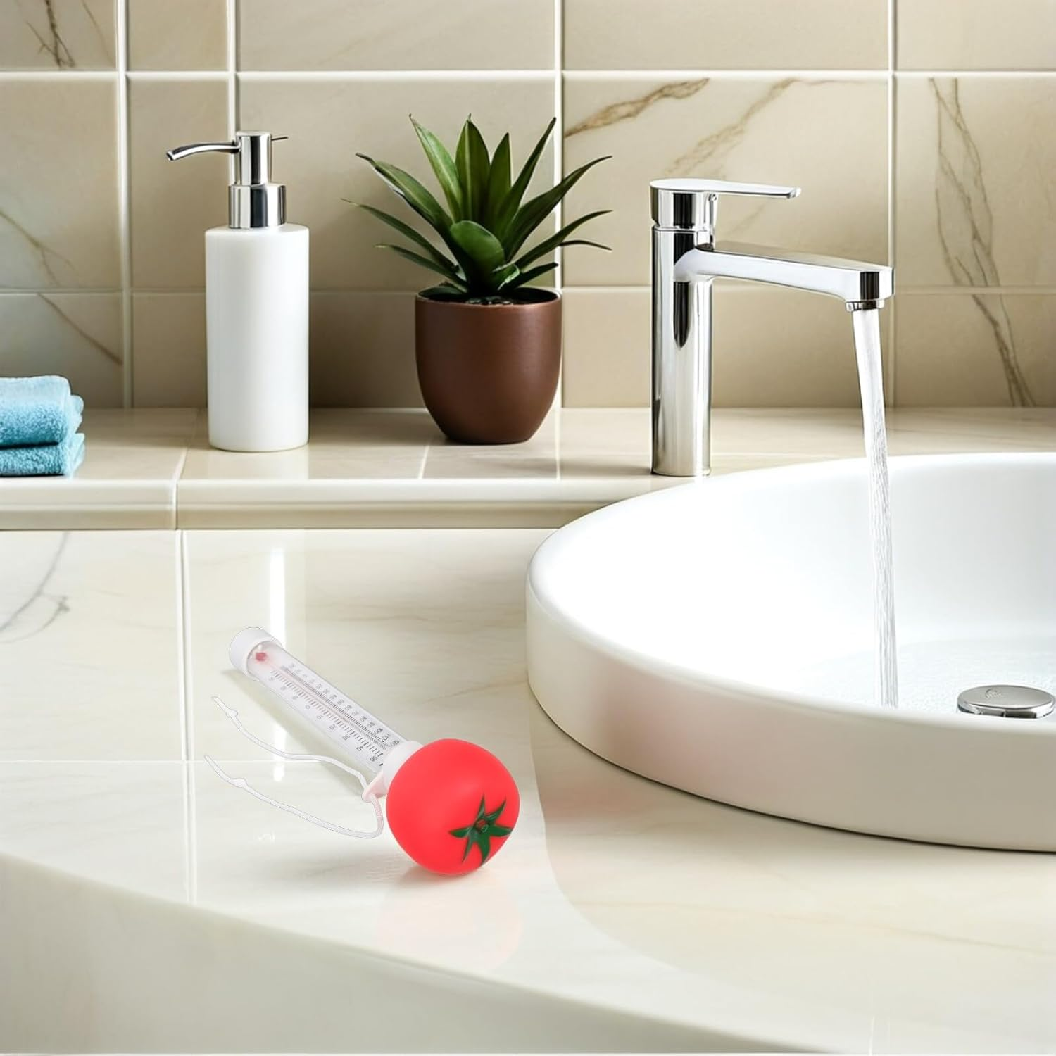 YARNOW Floating Pool Thermometer for Bath and Swimming Pools Easy Read Tomato Shaped Water Temperature Gauge Spa and Hot Tub Thermometer for Indoor and Outdoor Use image number 4