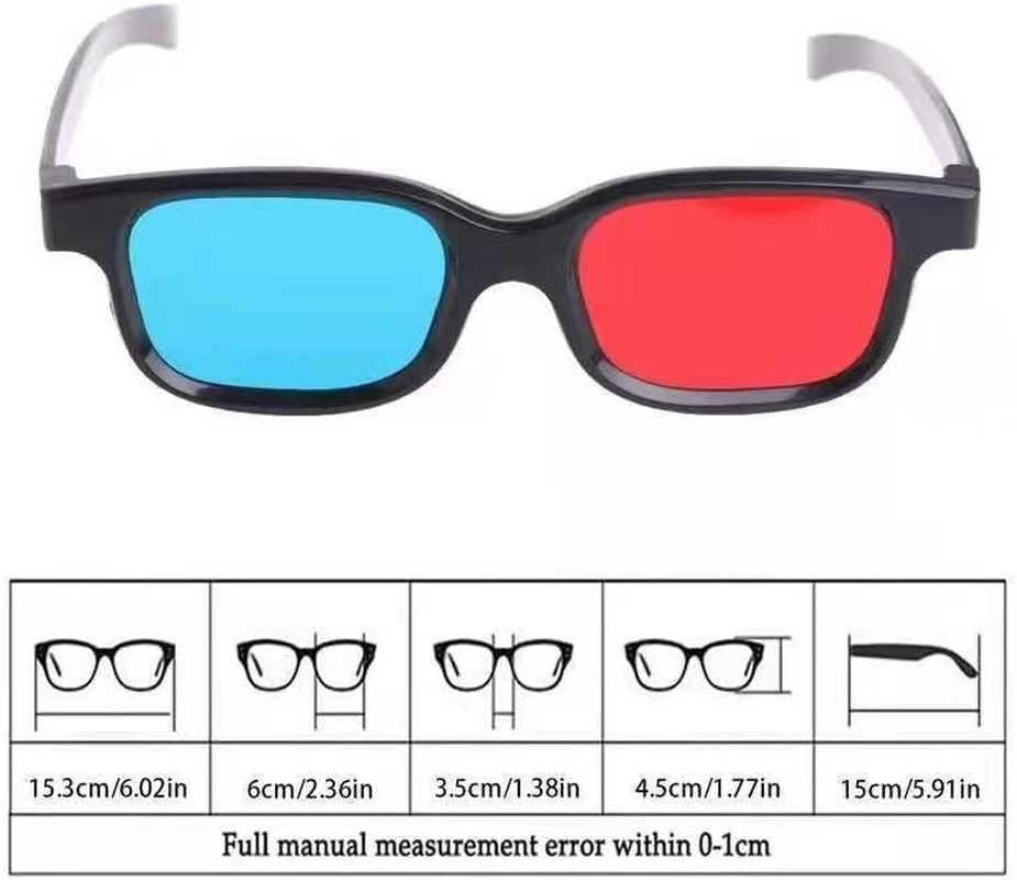3D Glasses, 5 Pairs of Red and Blue 3D Vision Glasses for Watching 3D TV, 3D Movies and Playing 3D Games