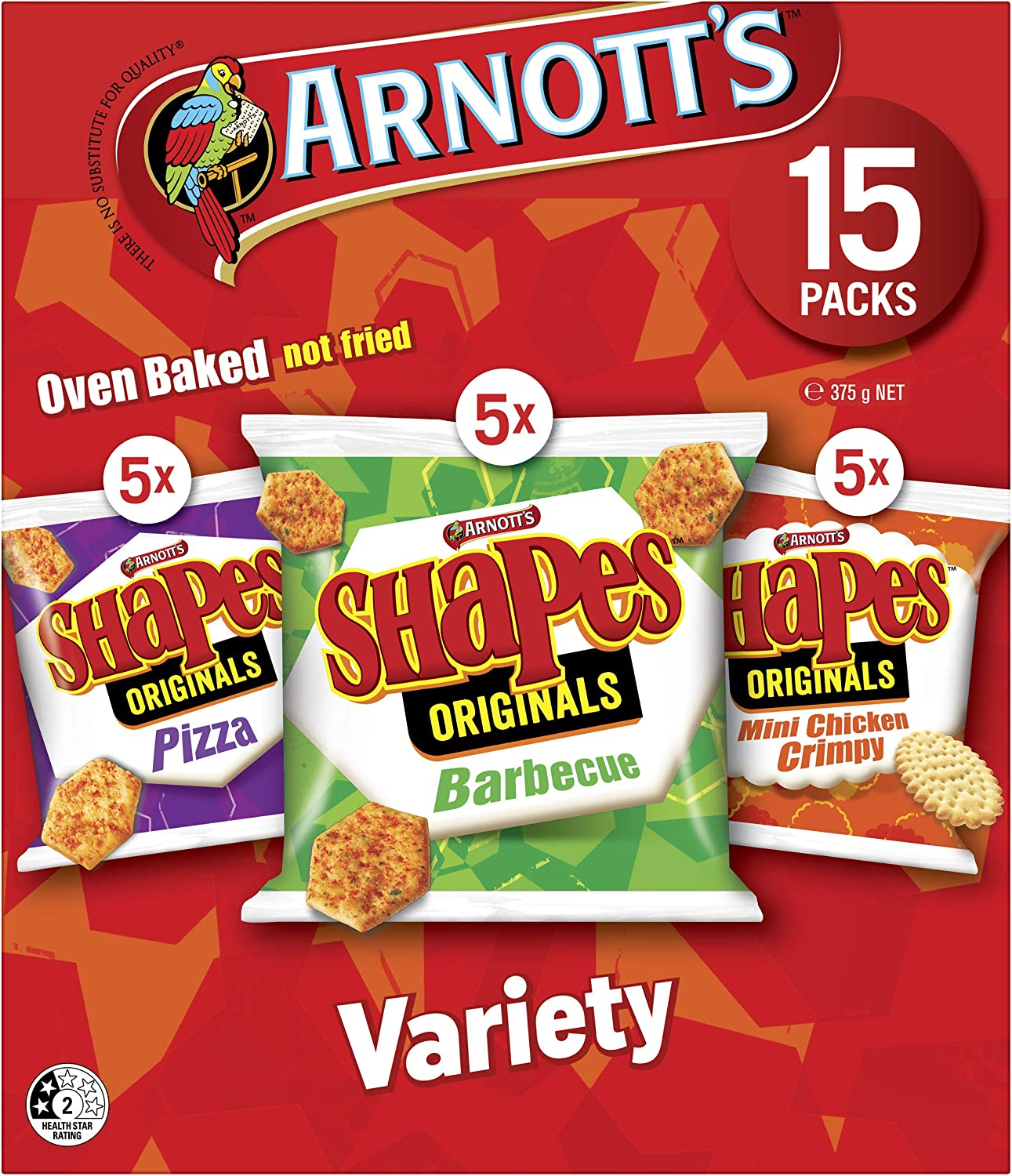 Arnotts Shapes Variety Pack Biscuits 15Pack, 375 G image number 2