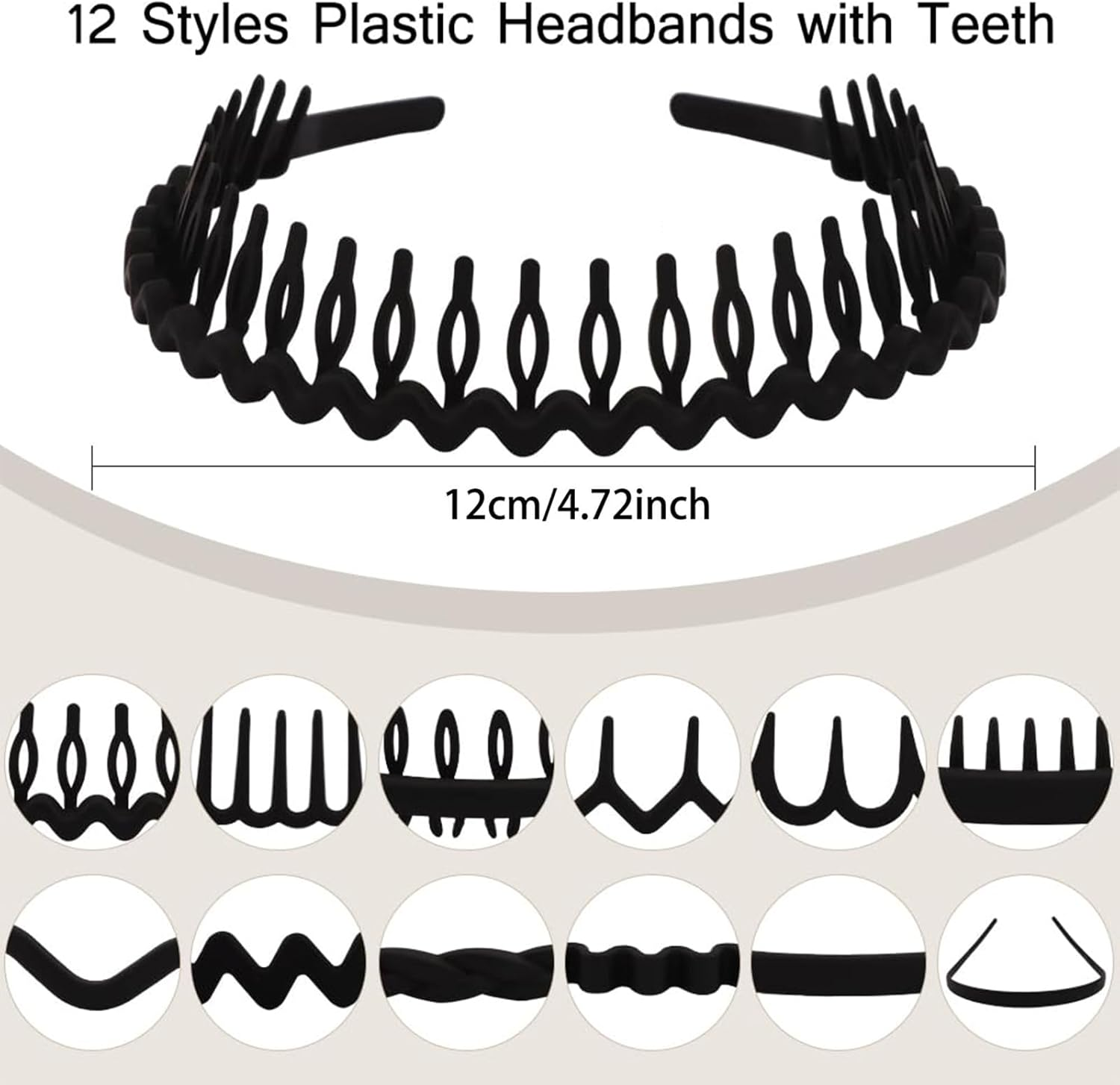 Xanthelle Hairbands for Women, Zigzag Headband for Men, Non-Slip Headband with Spikes, Plastic Headband for Women and Men image number 5