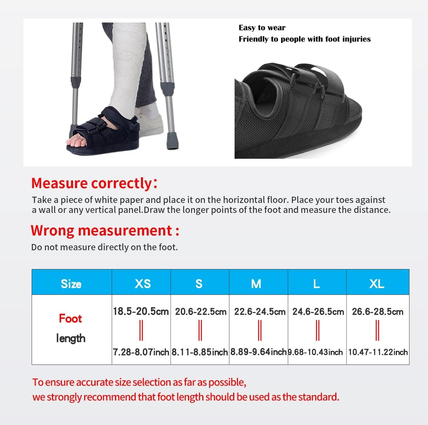 HUIHUA Post-Op Shoe - Adjustable Walking Shoe for Broken Foot, Post Surgery or Toe Surgical Walking Boot Orthopedic Recovery Cast, Left or Right Foot (L) image number 2