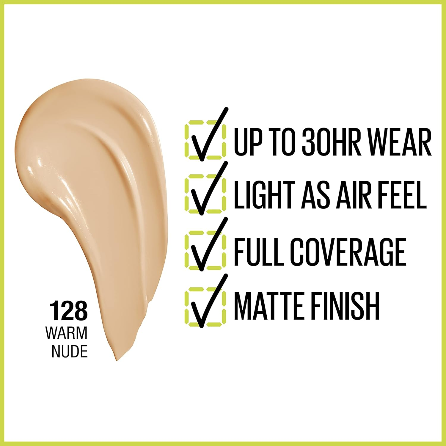Maybelline New York Super Stay Full Coverage Liquid Foundation Active Wear Makeup, up to 30Hr Wear, Transfer, Sweat & Water Resistant, Matte Finish, Warm Nude, 1 Count image number 2