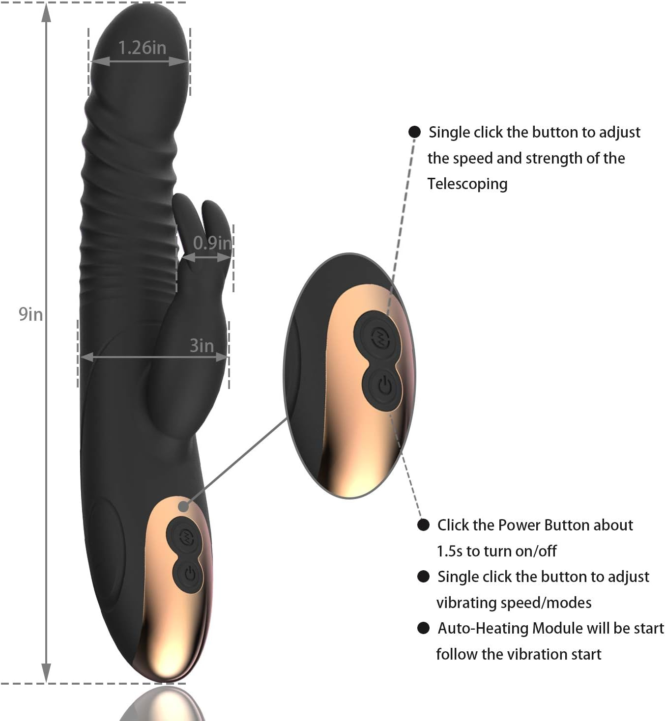 Thrusting Dildo Rabbit Vibrator Sex Toys for Women, G Spot Dildo Thrusting Vibrator Clitoral Nipple Stimulator with 8 Vibrating Modes, Realistic Anal Plug Toys Dildos Adult Sex Toy for Woman Pleasure image number 3