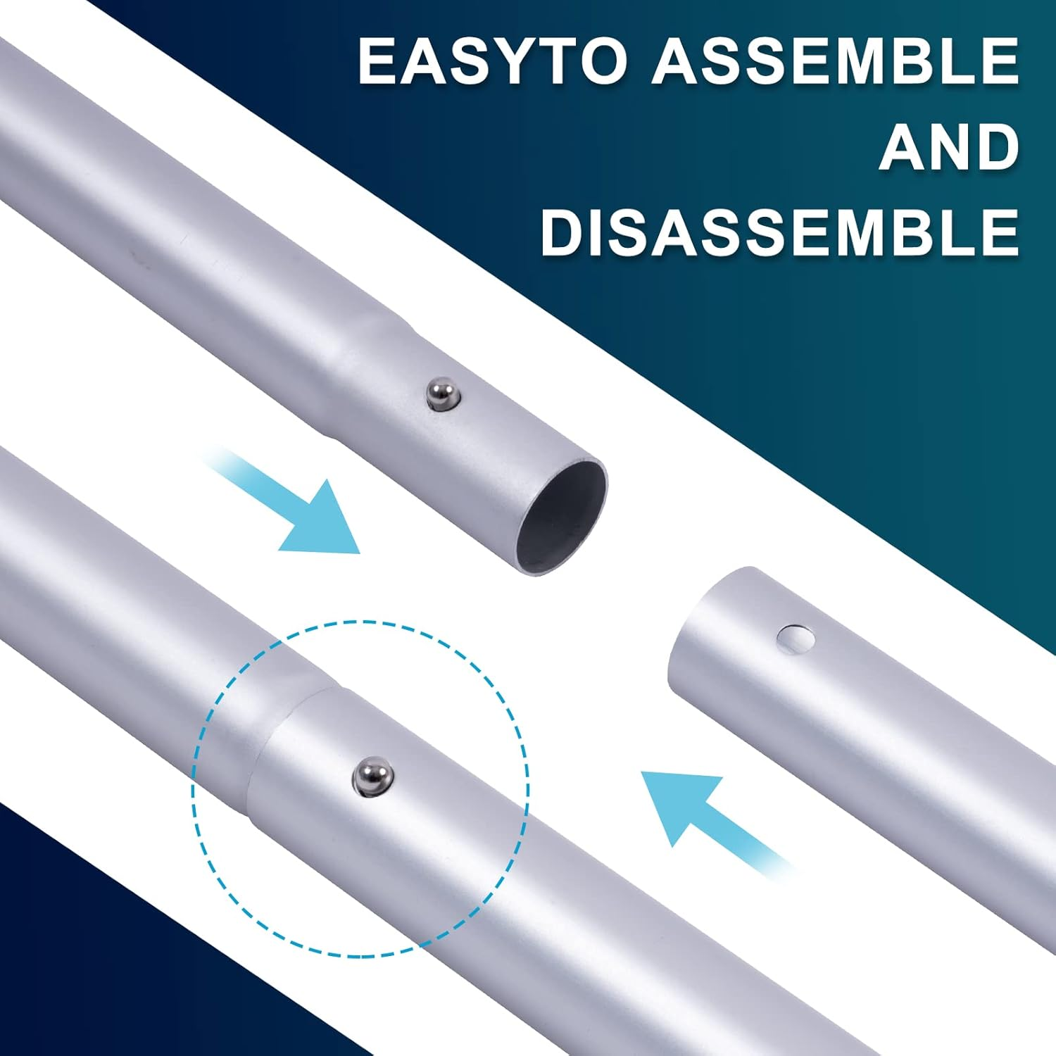 POOLAZA Pool Pole Dual-Handle, Anodized Aluminum Pool Skimmer Pole, Detachable & Telescopic Pool Pole up to 10.5 Ft, Portble Pool Poles for Cleaning Suitable for Pool Skimmer, Vacuum Head, Brush Etc. image number 6