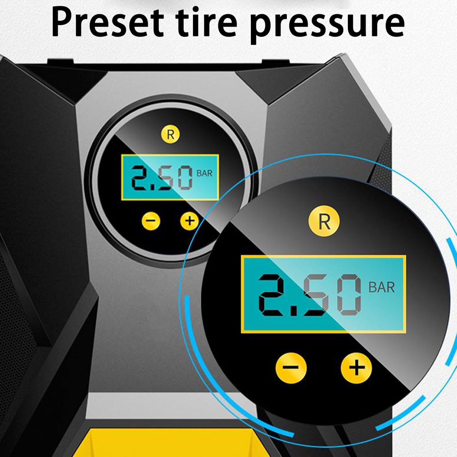 Portable Air Compressor - Portable Tire Inflator for Car,12V Electric Cordless Tyre Pressure Digital Display for Bike Balls Wheel Truck Bicycle Motorcycle Automotive image number 3