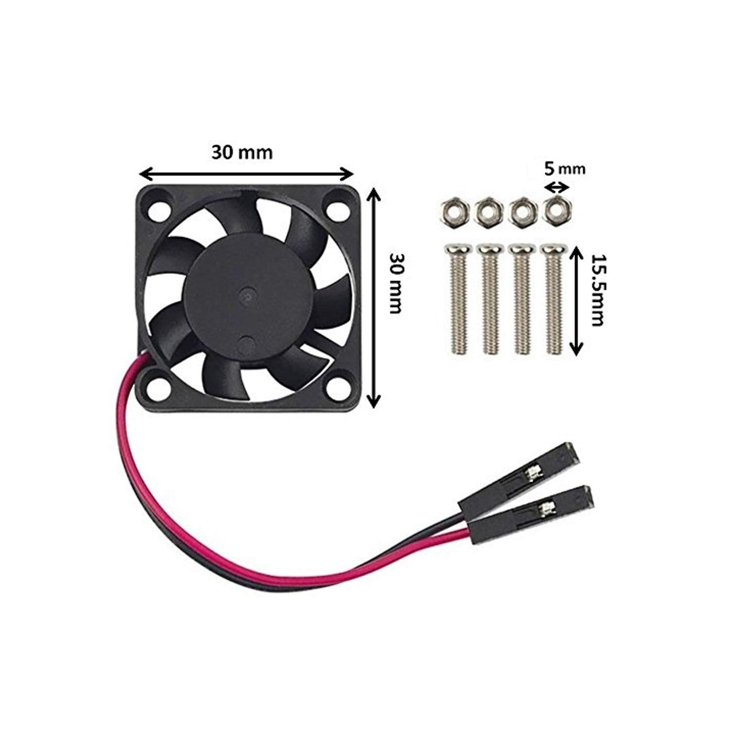 Easycargo Raspberry Pi 4 Heatsink Fan Kit, Cooler 30Mm Fan Heatsink for Raspberry Pi 5 4 3 Electronics Robotics Development Boards DIY 3007 30X30X7Mm 5V 3.3V Quite Mini Fan Small (Black 4 Pack) - Black 1 Pack image number 2