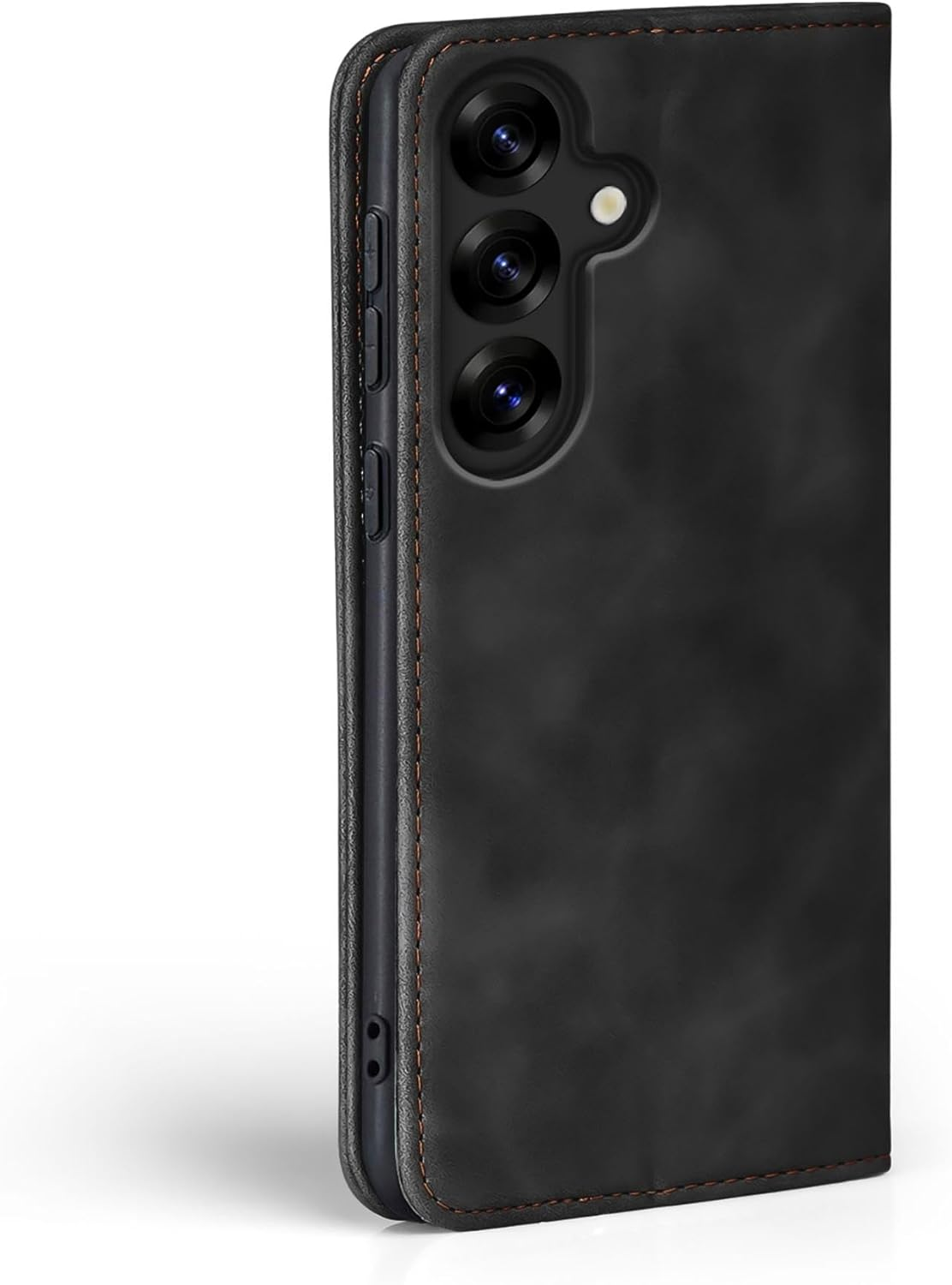 LBH Mobile Phone Case for Samsung Galaxy S25 FE in Black with Card and Money Compartment Smartphone Case with Stand Function Flip Case Protective Cover Magnetic Closure Vintage