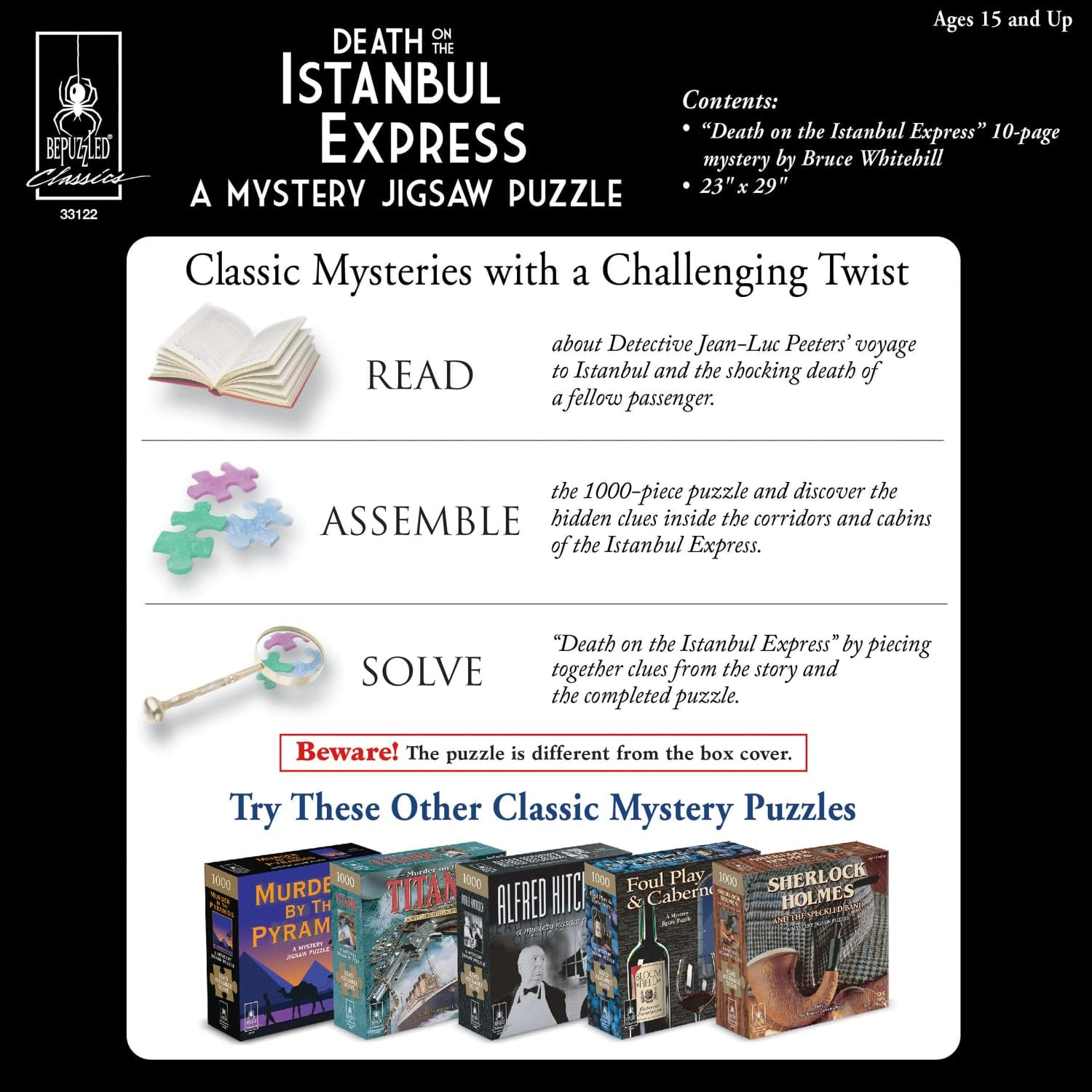 Bepuzzled Orient Express 1000-Piece Mystery Puzzle &ndash; Solve Poirot'S Case, Murder Mystery Challenge for Adults & Teens image number 3