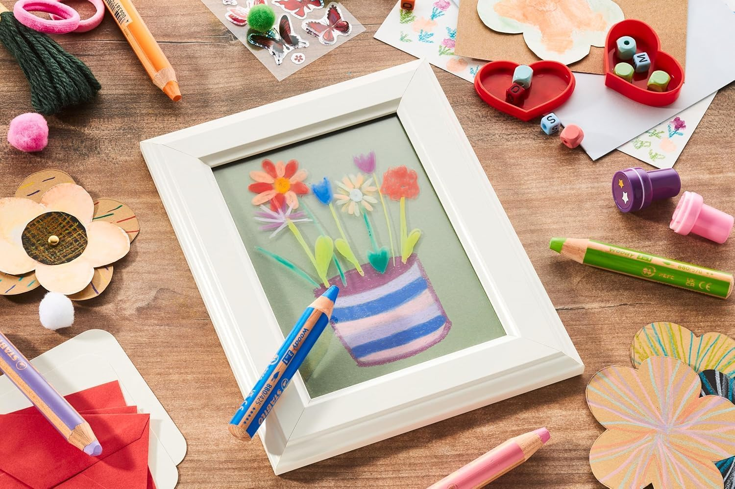 STABILO Multi-Talented Pencil Woody 3 in 1 - Pack of 18 - Assorted Colors with Sharpener and Paint Brush image number 1