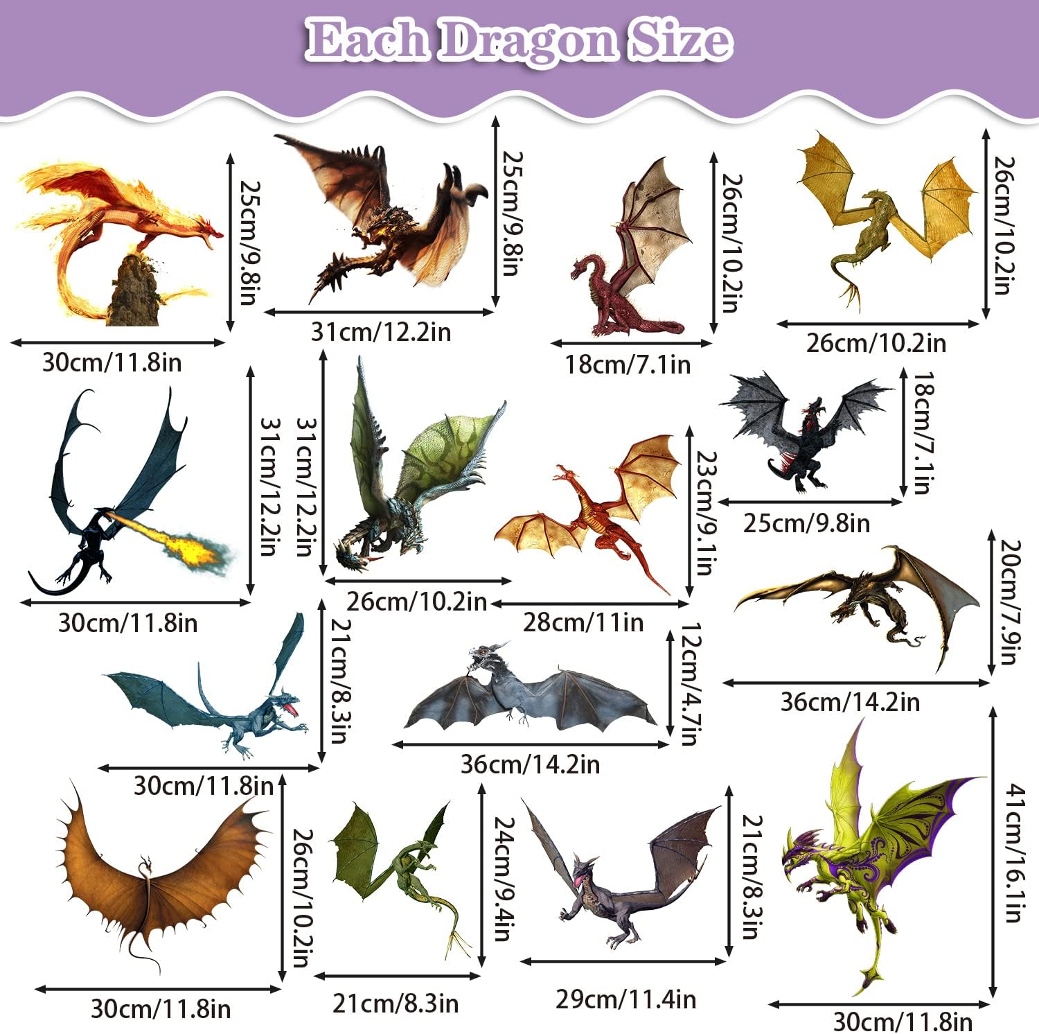 WOYINIS 3D Fantasy Dragon Wall Decal Peel & Stick Dragon Flying Wall Stickers Removable Vinyl Wall Art Decor for Kids Living Room Classroom Nursery Decoration image number 6