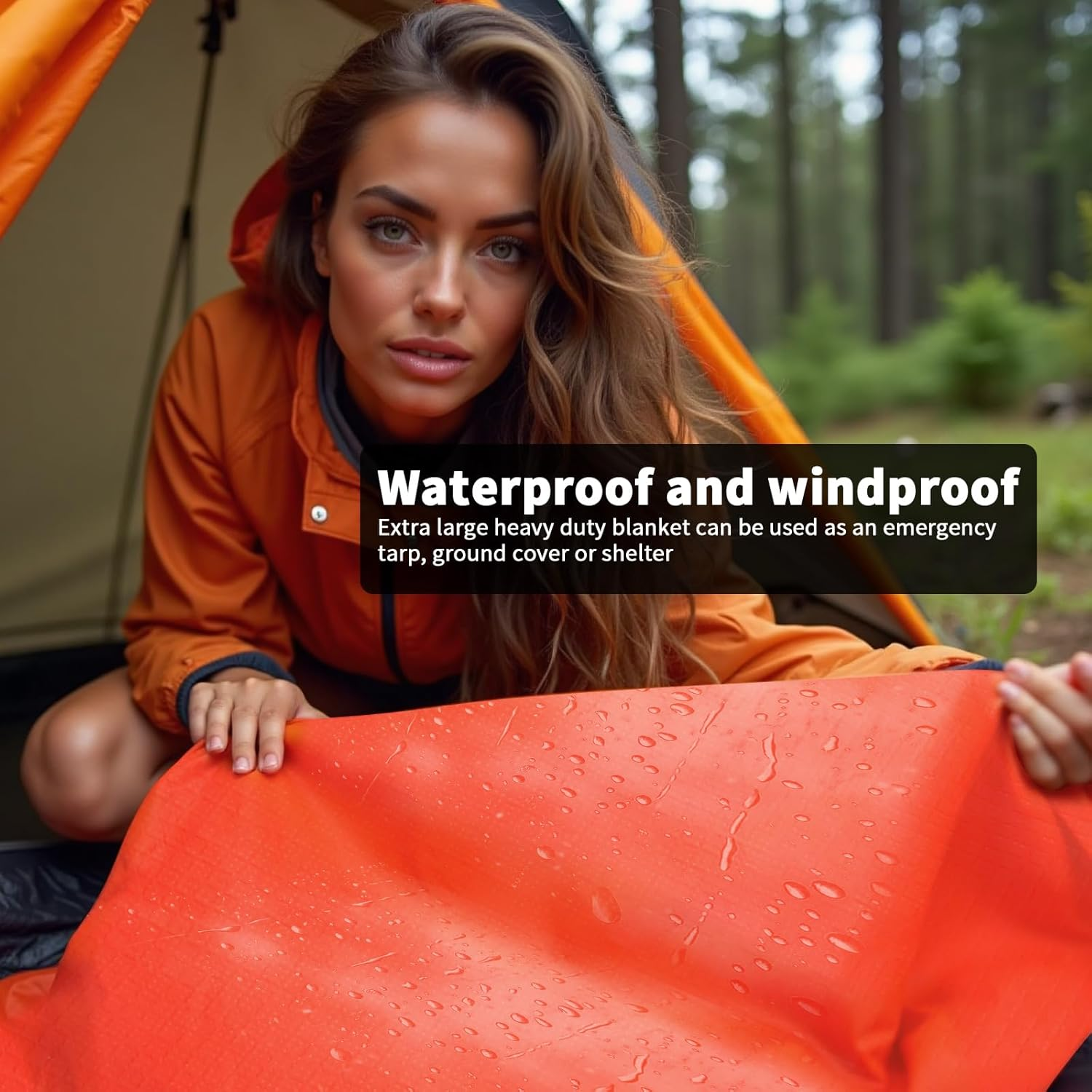 Multi Functional Emergency Blanket, Outdoor Insulation, Portable Waterproof Pad, Emergency Blanket, Canopy Three in One,210 * 150Mm Multifunctional Reflective Tarp Insulate Blanket image number 1