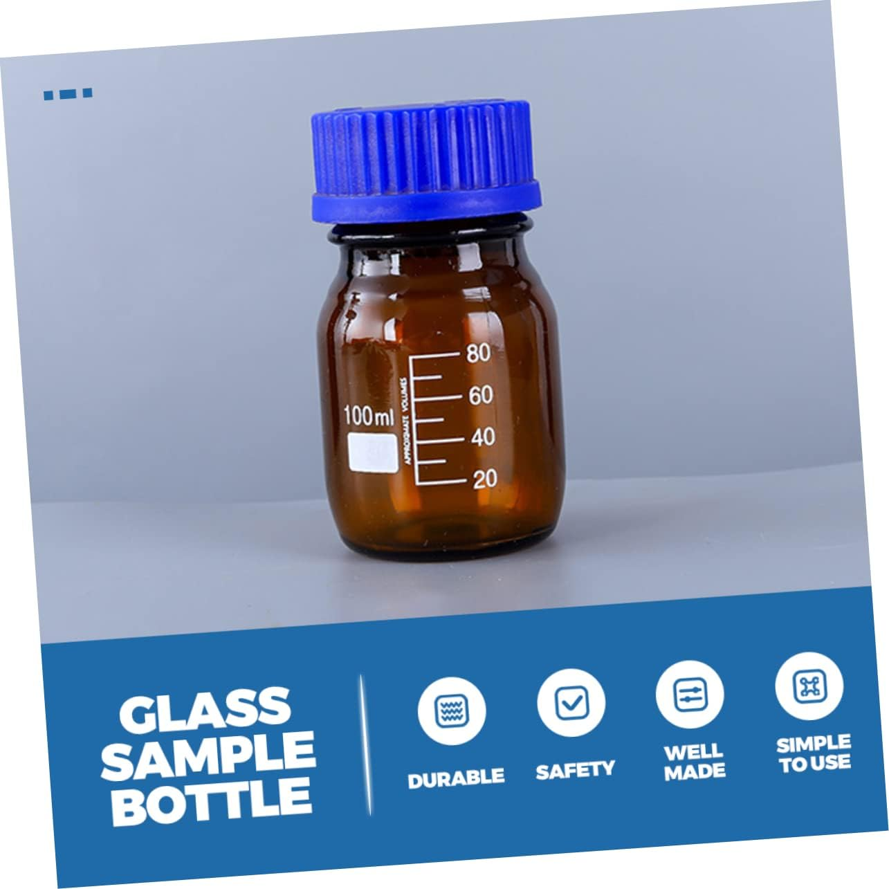 Kichvoe 3Pcs 100Ml Glass Chemical Reagent Bottles - Leak Resistant Sealing Medicine Container | for Lab Samples & Essential Oils Storage image number 3