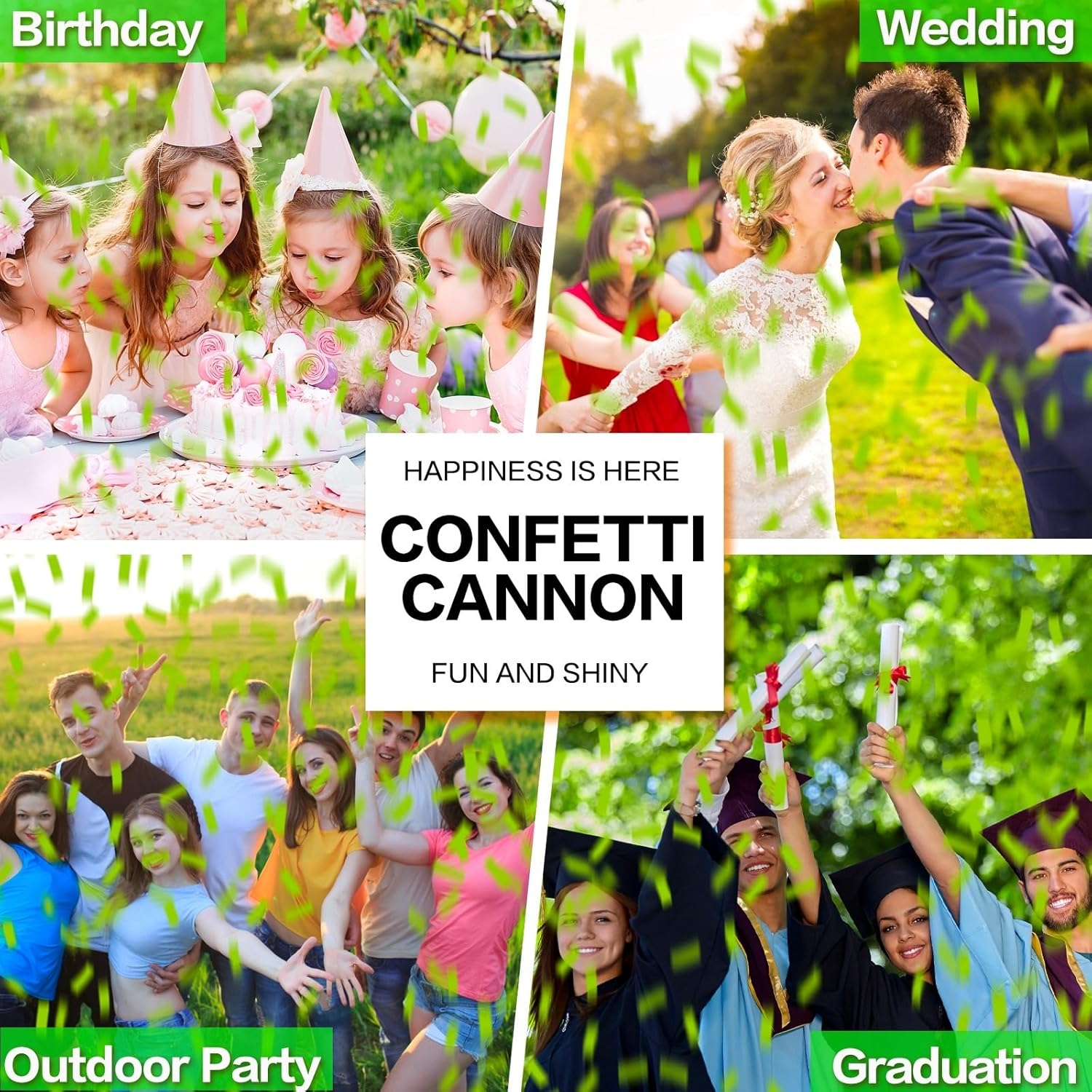 Confetti Cannon 12Pack Green Party Popper Shooters 12 Inch Confftti Poppers for Wedding Birthday Graduation Baby Shower Party Celebrations Supply Launches 20-25Ft - 12 Pack Blue image number 6