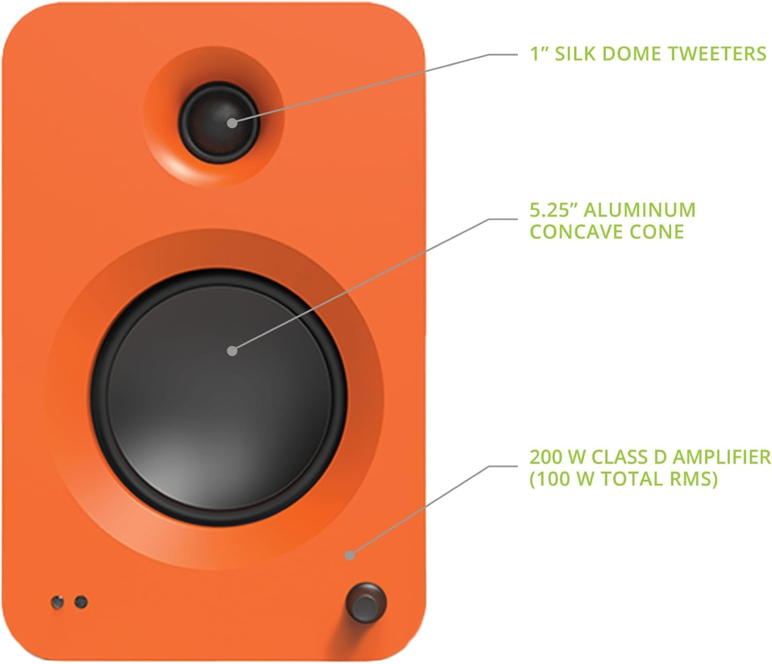 Kanto REN 200W Powered Bookshelf Speakers with HDMI ARC, USB-C, and Bluetooth 5.3 - Matte Orange, Pair