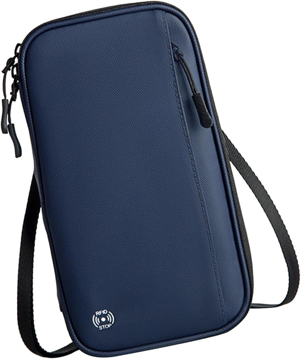 Asrmyjcx Passport Wallet Document Organizer Multi-Pocket Card Holder Portable Family Case Organizer Neck Bag for Money