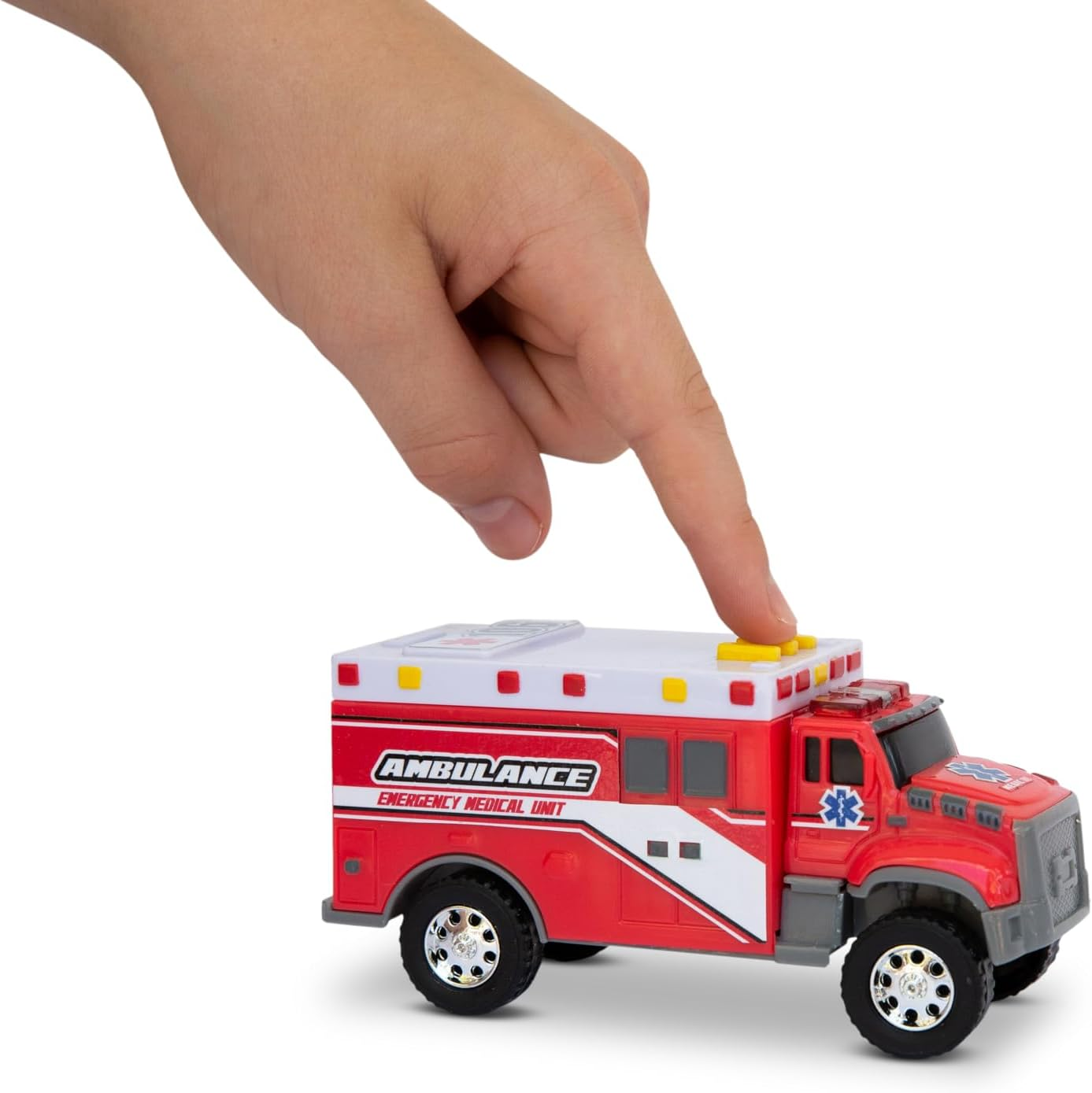 Mighty Fleet Toughest Minis 5" Tough Cab Ambulance Toy W/Lights & Sounds, Realistic Design & Batteries Included - Age 3+