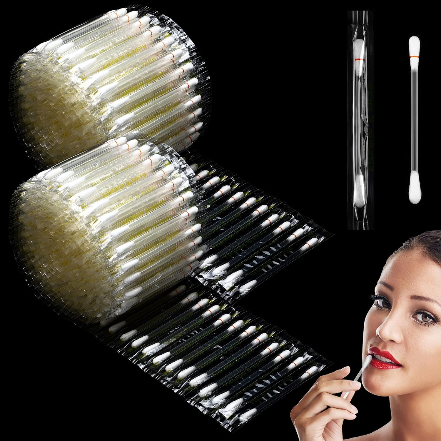 Hoolerry 200 Pcs Vitamin E Lip Oil Disposable Cotton Swabs Vitamin E Stick Oil Applicators anti Dry Moisture Cotton Swabs for Protect Lip Use before Teeth Whitening image number 3