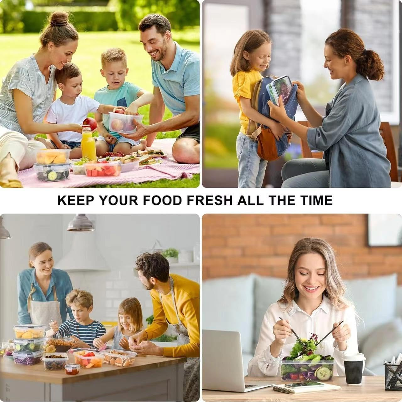 24 Pack Food Storage Containers with Airtight Lids, Meal Prep Containers, Bento Boxes for Lunch - Food Container, Freezer Containers, Fridge Organiser for Kitchen Organisation