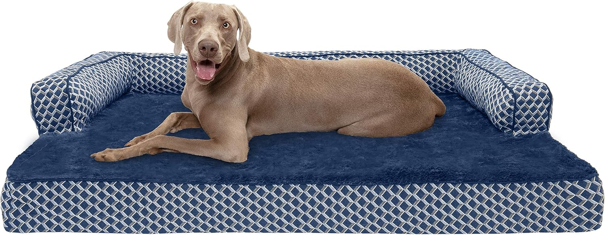 Furhaven Medium Orthopedic Dog Bed Plush & Suede Sofa-Style W/Removable Washable Cover - Deep Pool, Medium