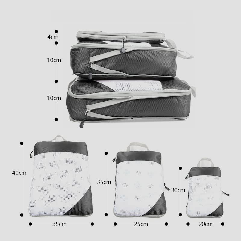 4 Set Compression Packing Cubes for Travel，Ultralight Travel Packing Cubes Set,Travel Gear Accessories (Black) - Dark Blue image number 2