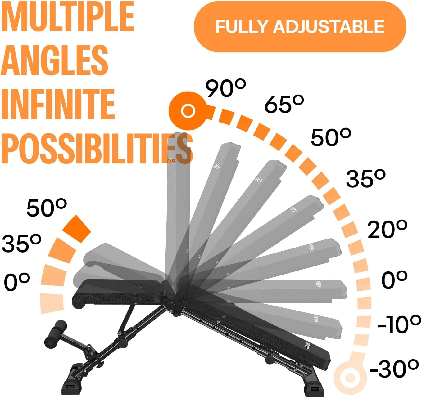 AIRHOP Upgraded Adjustable Weight Bench, Bench Press Full Body Workout, Quick Fold Space Saving, Workout Bench for Home Gym Strength Training image number 2