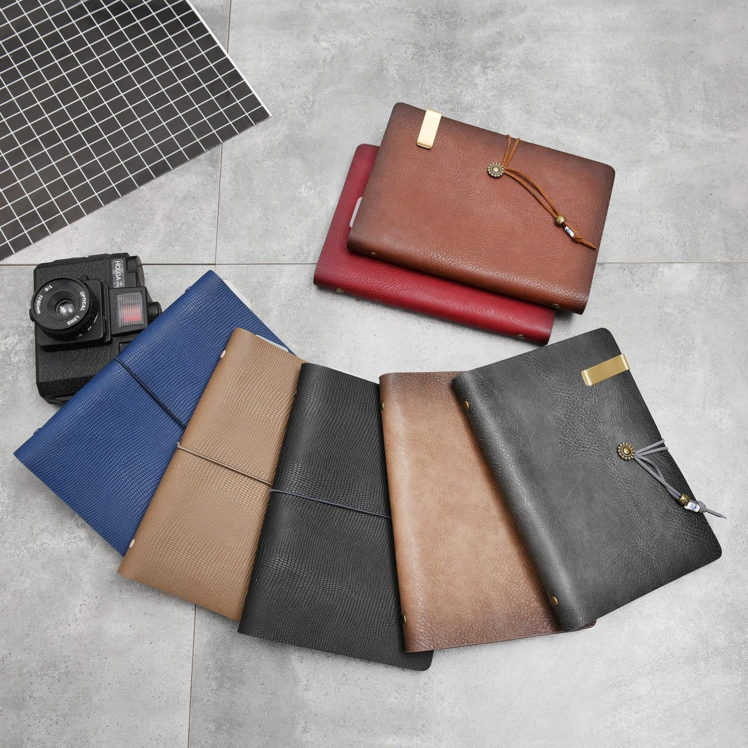 Wonderpool Leather Journal Lined Paper Notebook with Pen - Refillable Binder Writing Spiral Diary with Business Notepads & Vintage Leather Cover for Office Plan Travel Work and Agenda (A5, Red Brown) image number 6