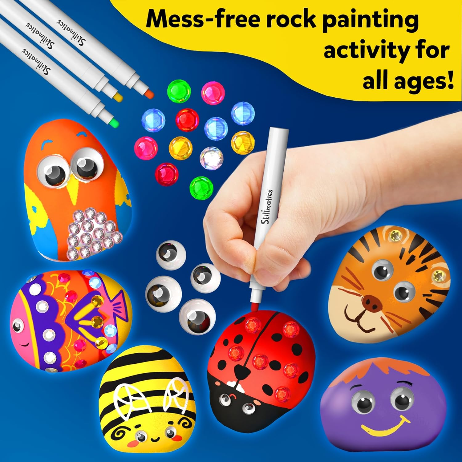 Skillmatics Rock Painting Kit - Mess-Free Art & Craft Activity for Girls & Boys, Craft Kits & Supplies, DIY Creative Activity, Gifts for Kids Ages 4, 5, 6, 7, 8, 9, 10, 11,12 image number 6