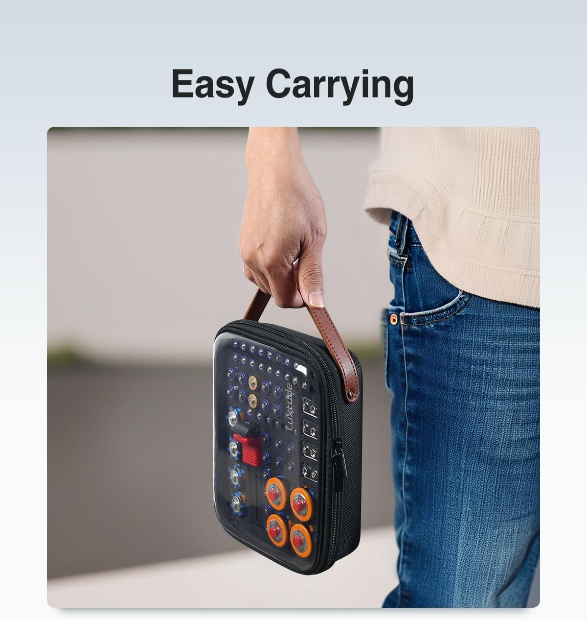 Luxtude Battery Storage Organizer, Clear Battery Organizer Storage Case with Tester,Hard Batteries Holder, Portable Batteries Case Organizers, Drawer Caddy, Camping Accessories (Black) image number 5