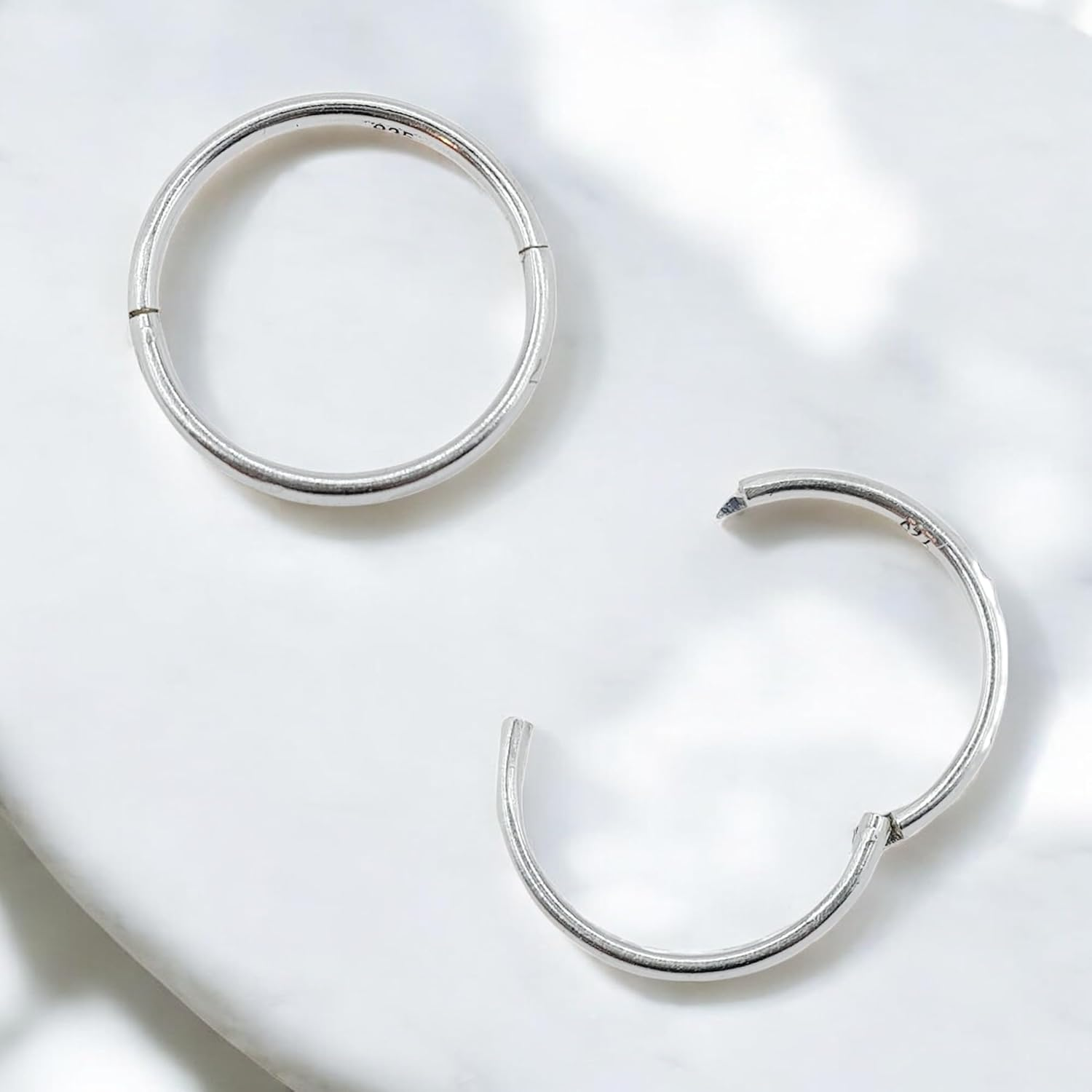 SERENITY SLEEPERS 925 Sterling Silver Seamless Sleeper Hoop Earrings - Hypoallergenic 18G Hinged Hoops for Continuous Wear (8Mm-14Mm) - Unisex Women Men Body Jewellery for Ears image number 4