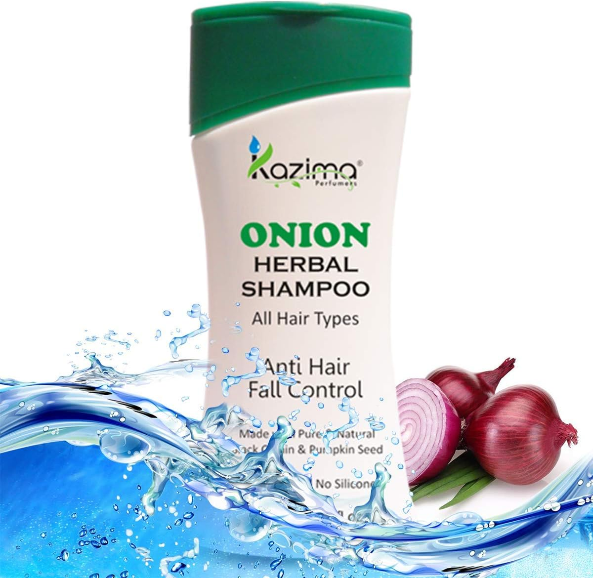 KAZIMA ONION HERBAL Shampoo 200ML + anti Dandruff Control Conditioner (200Ml) with Multi Vitamins & Milk Proteins (All Types of Hair)