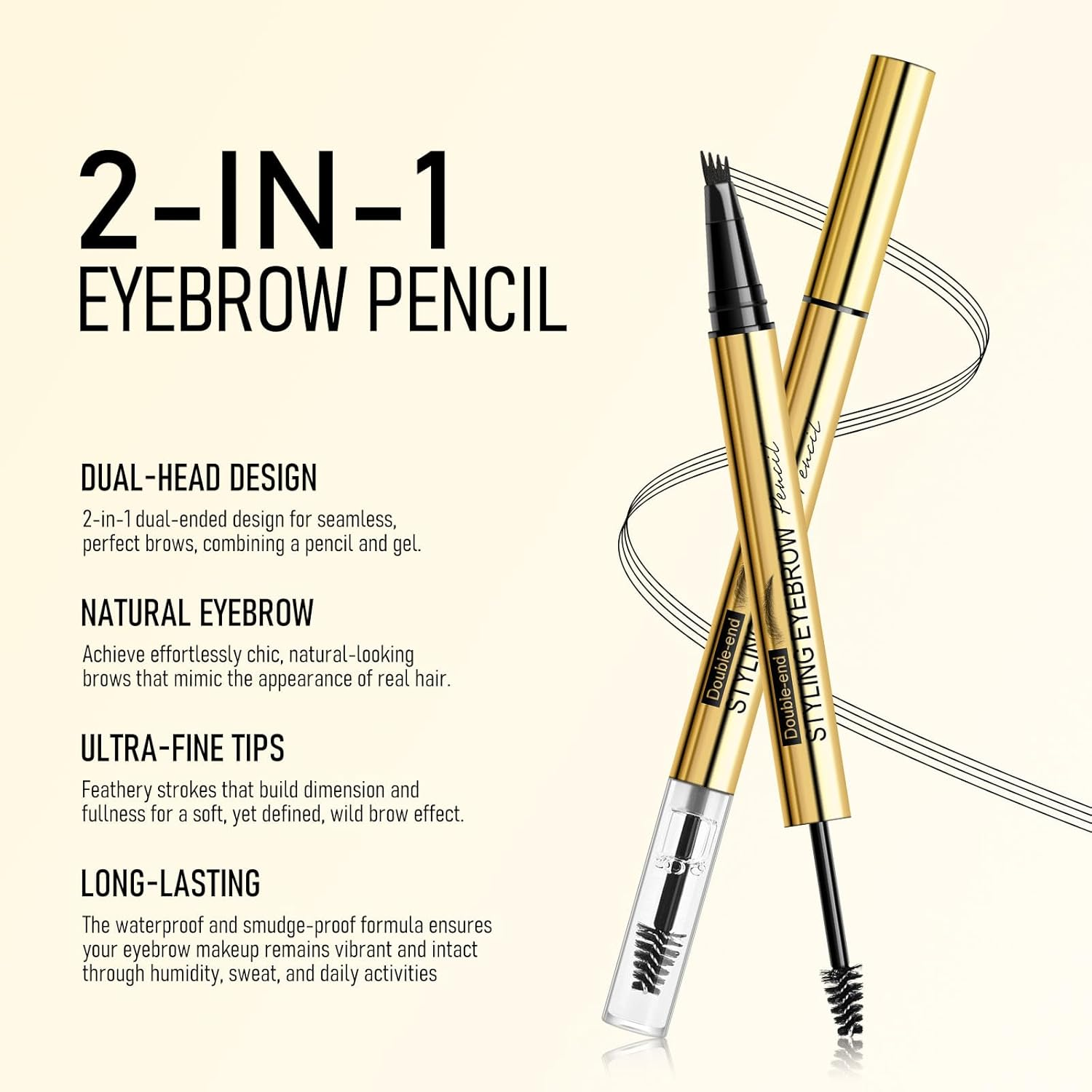 KYDA 2-In-1 Microblading Eyebrow Pen with Sealing Brow Gel, Waterproof Long Lasting Natural Eyebrow Pencil with 4 Tips, Create Natural Hair-Like Brows Makeup-02# Brown image number 4
