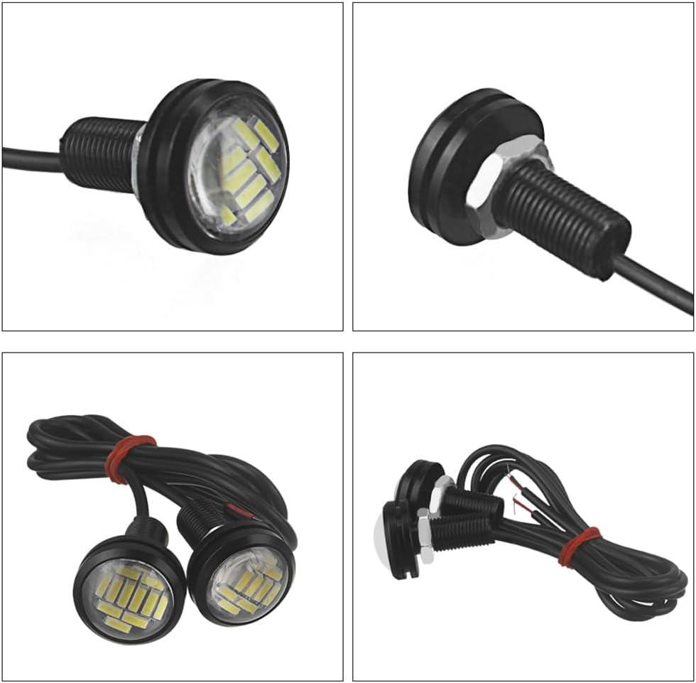 Drisentri 10Pcs 18Mm Car Eagle Eye DRL Led Daytime Running Lights LED 12V Backup Reversing Parking Signal Automobiles Lamps, White image number 6