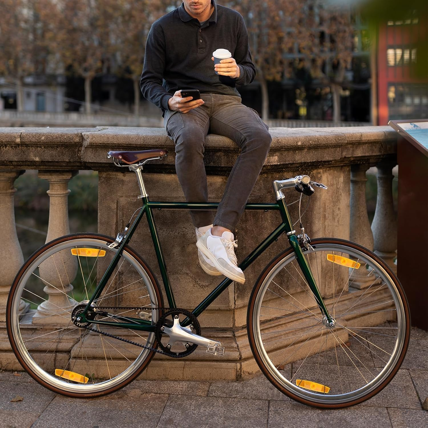 10Pcs Wezxrauo Ultra Bright Orange Bike Wheel Reflectors, Universal Spoke Reflectors for Bicycles and Motorcycles, High Visibility Safety Reflector Kit for Night Riding Warning & Cycling Accessories