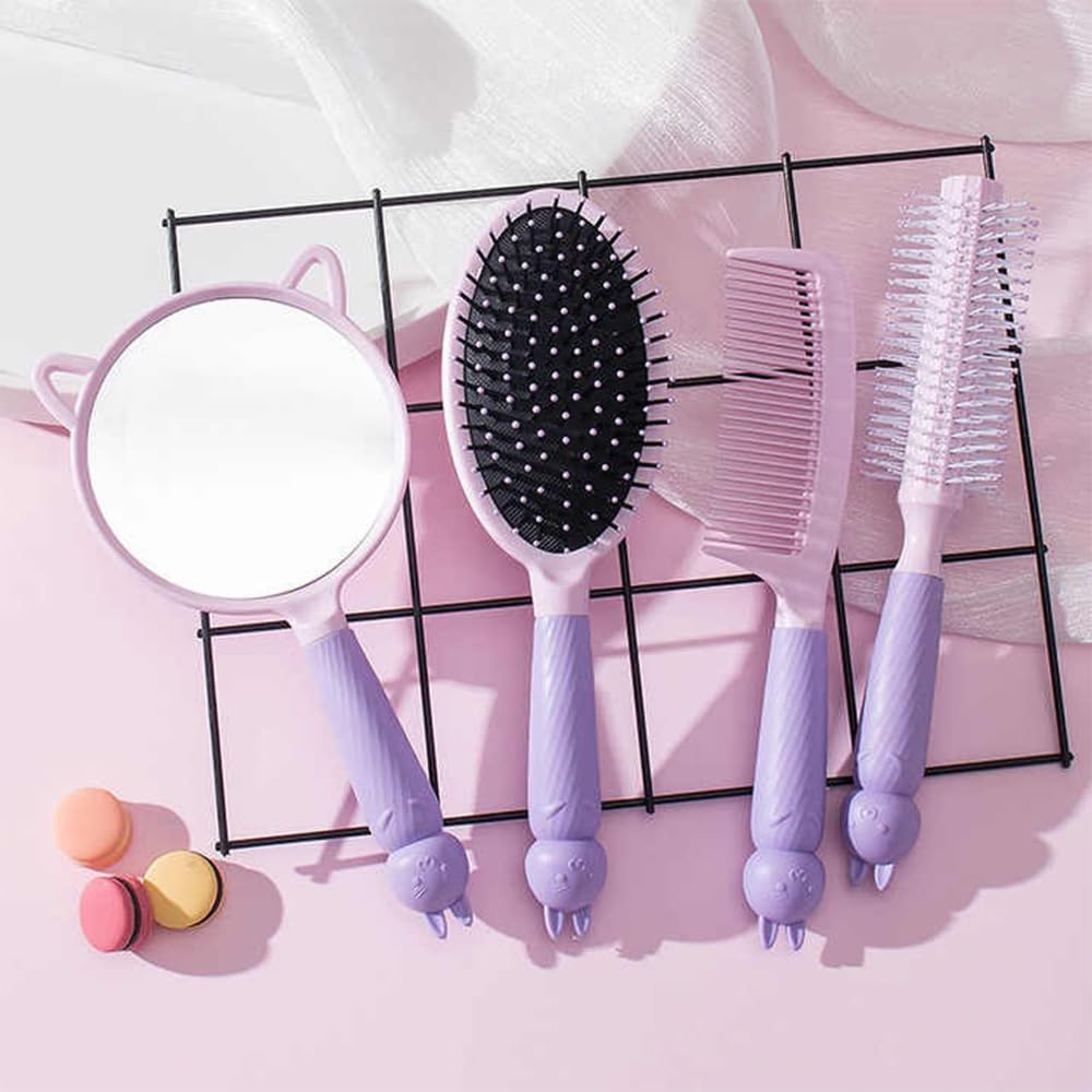 MTSDM Air Cushion Comb Massage, Portable Anti-Static Fluffy Comb, Ladies Airbag Comb, Long Hair Straight Hair Curly Hair Home with Handheld Mirror image number 2