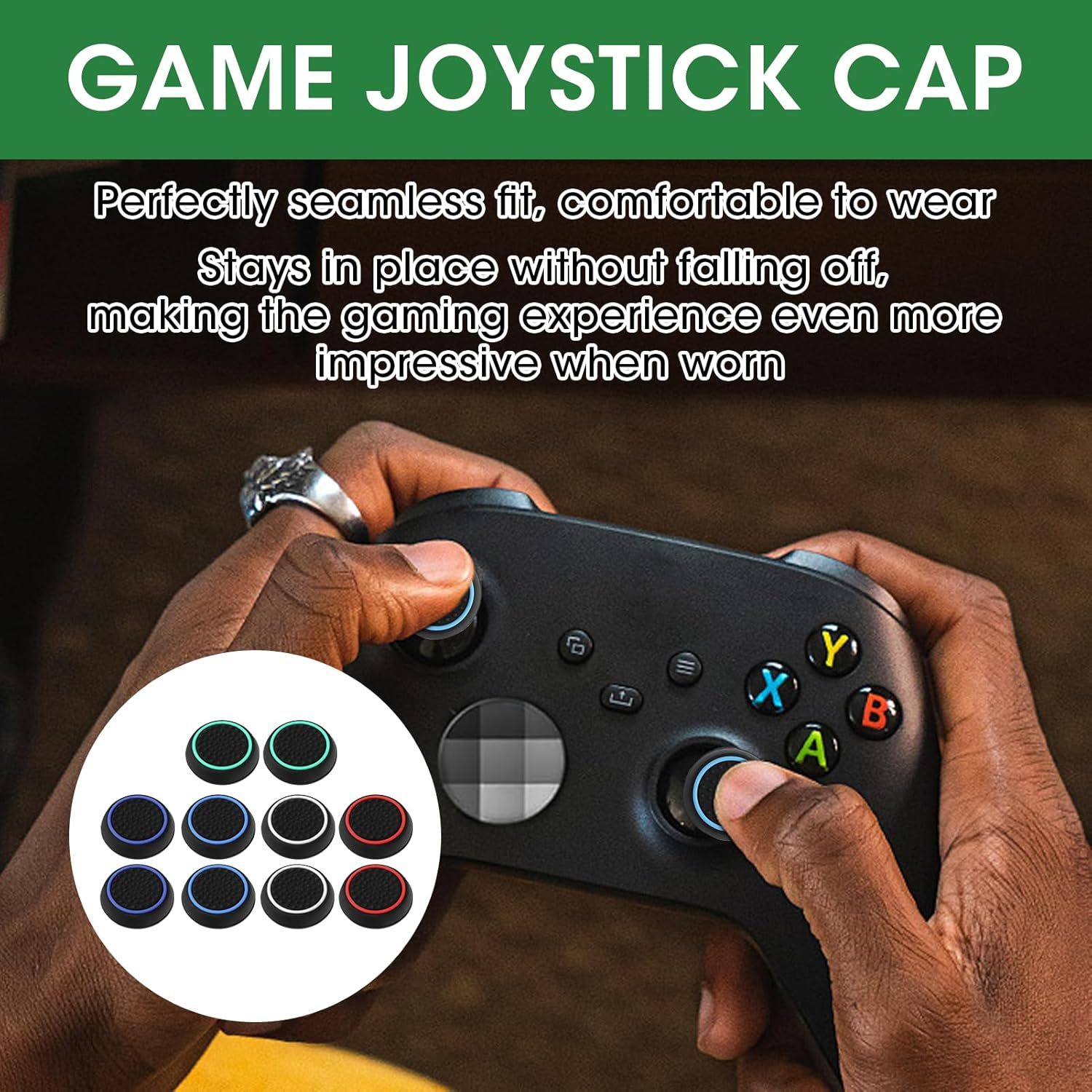 10 Pcs Thumb Cover, Thumb Grips - Silicone Thumbstick Caps Accessory Set Performance Joystick Controller Cap Replacement Compatible with Ps5 & Ps4, Xbox, Steam Deck Etc (5 Colors)