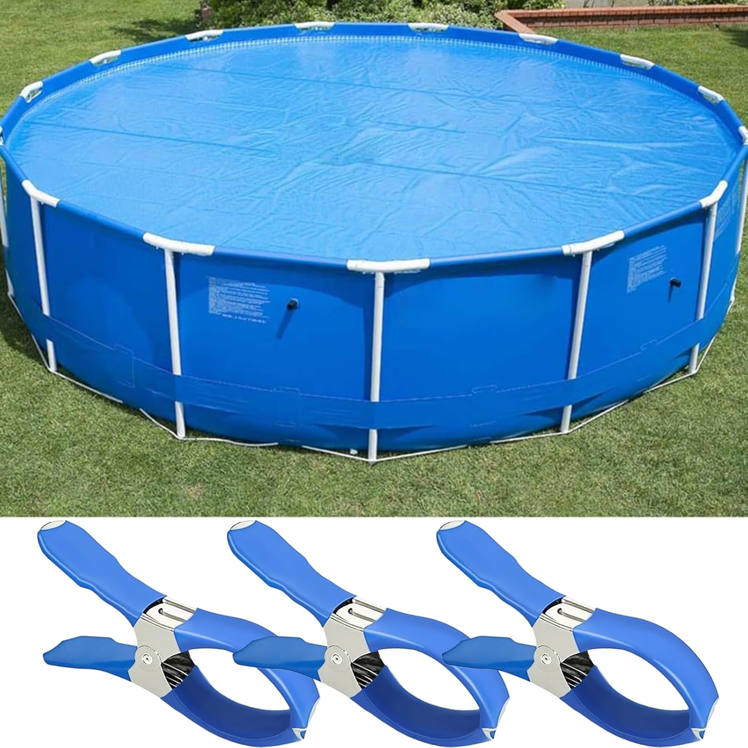 Swimming Pool Cover Clips - Pack of 12 Scratch-Resistant Stainless Steel Handle - Swimming Pool Cover Clamps | for Outdoor Garden Patio Winter Tarpaulin Furniture image number 1